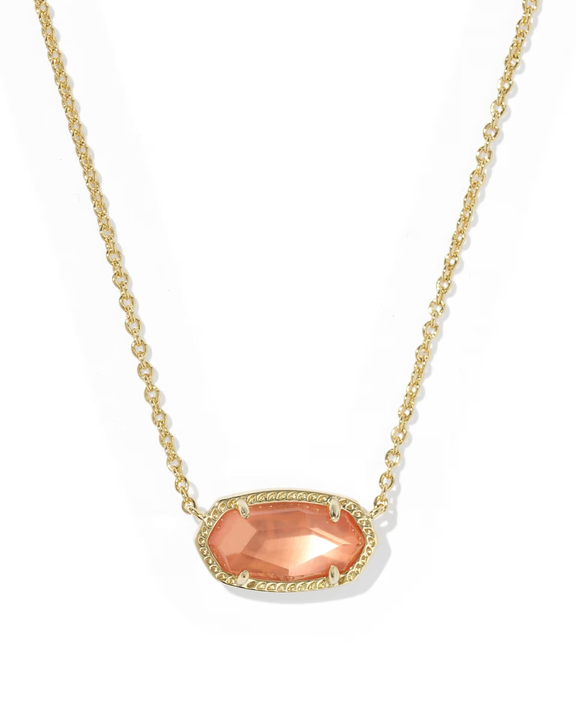 Elisa Gold Short Pendant Necklace - Burnt Orange Mother of Pearl