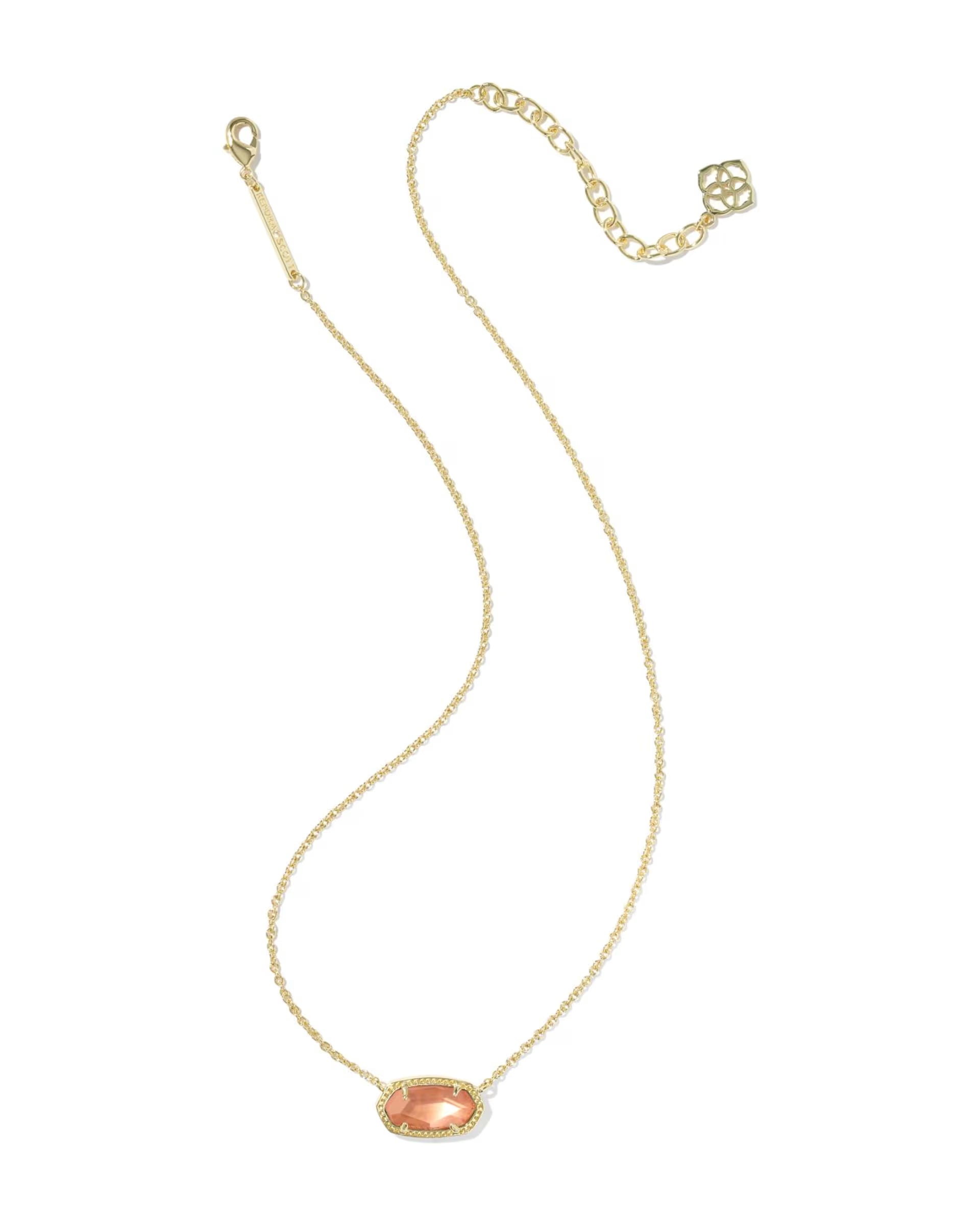 Elisa Gold Short Pendant Necklace - Burnt Orange Mother of Pearl