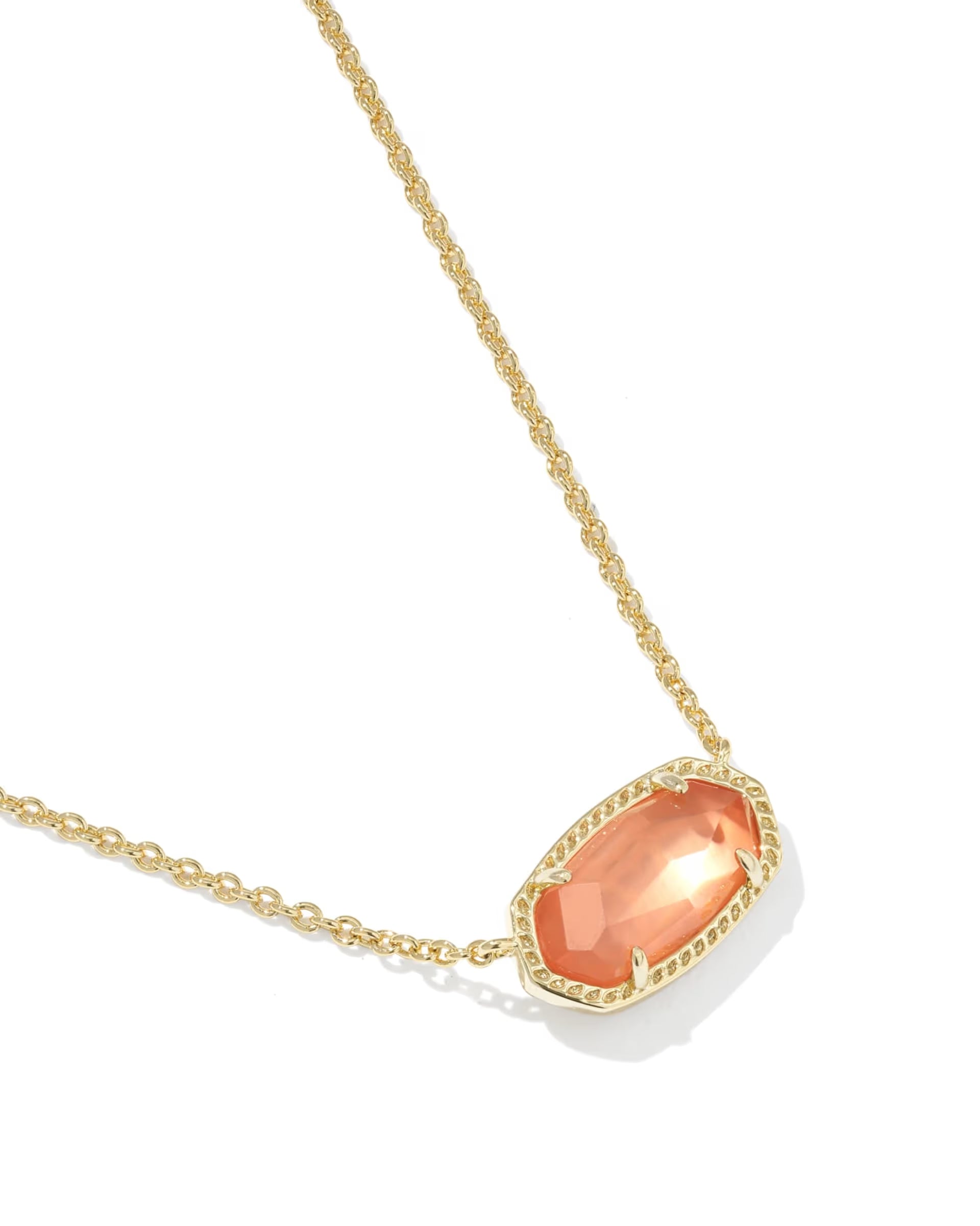 Elisa Gold Short Pendant Necklace - Burnt Orange Mother of Pearl