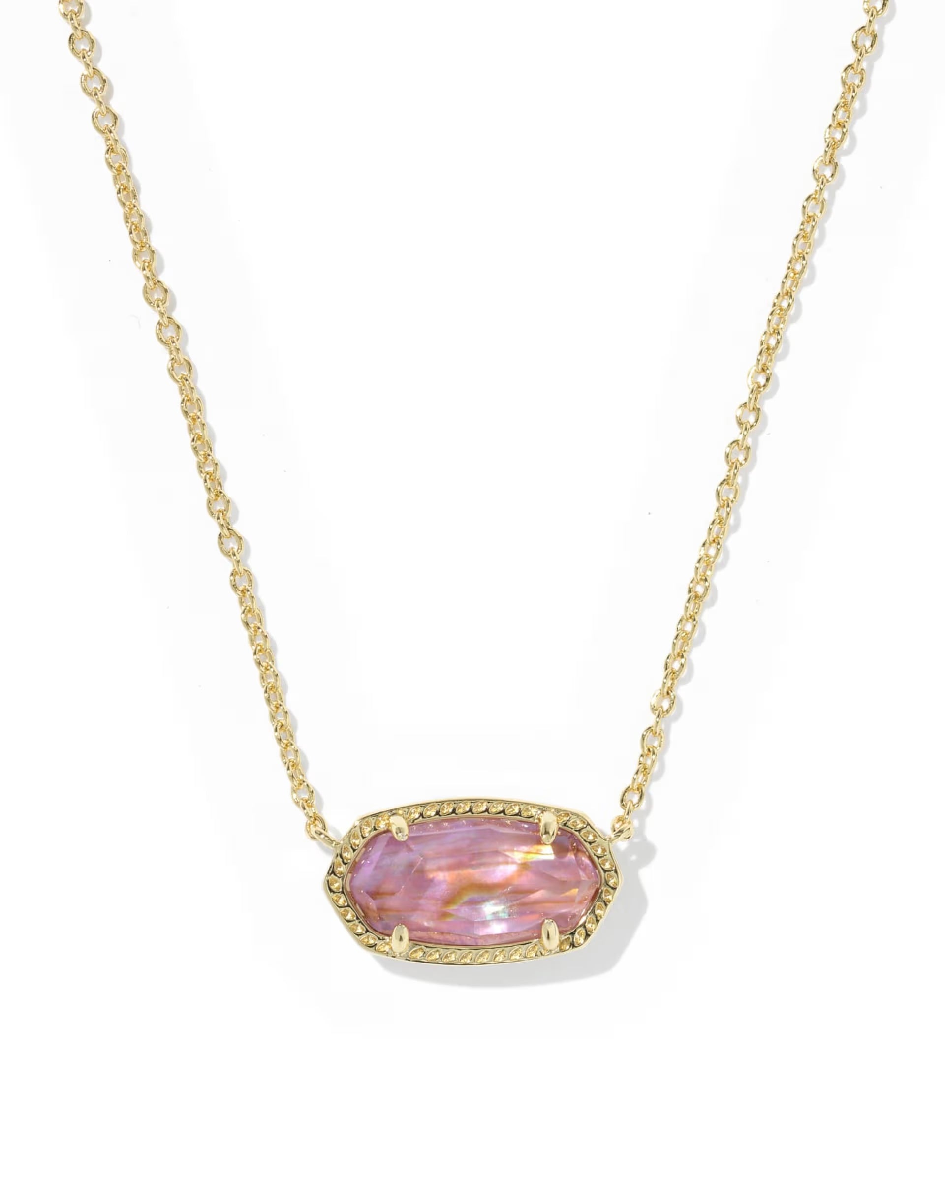 Elisa Gold Short Pendant Necklace - Light Mauve Illusion