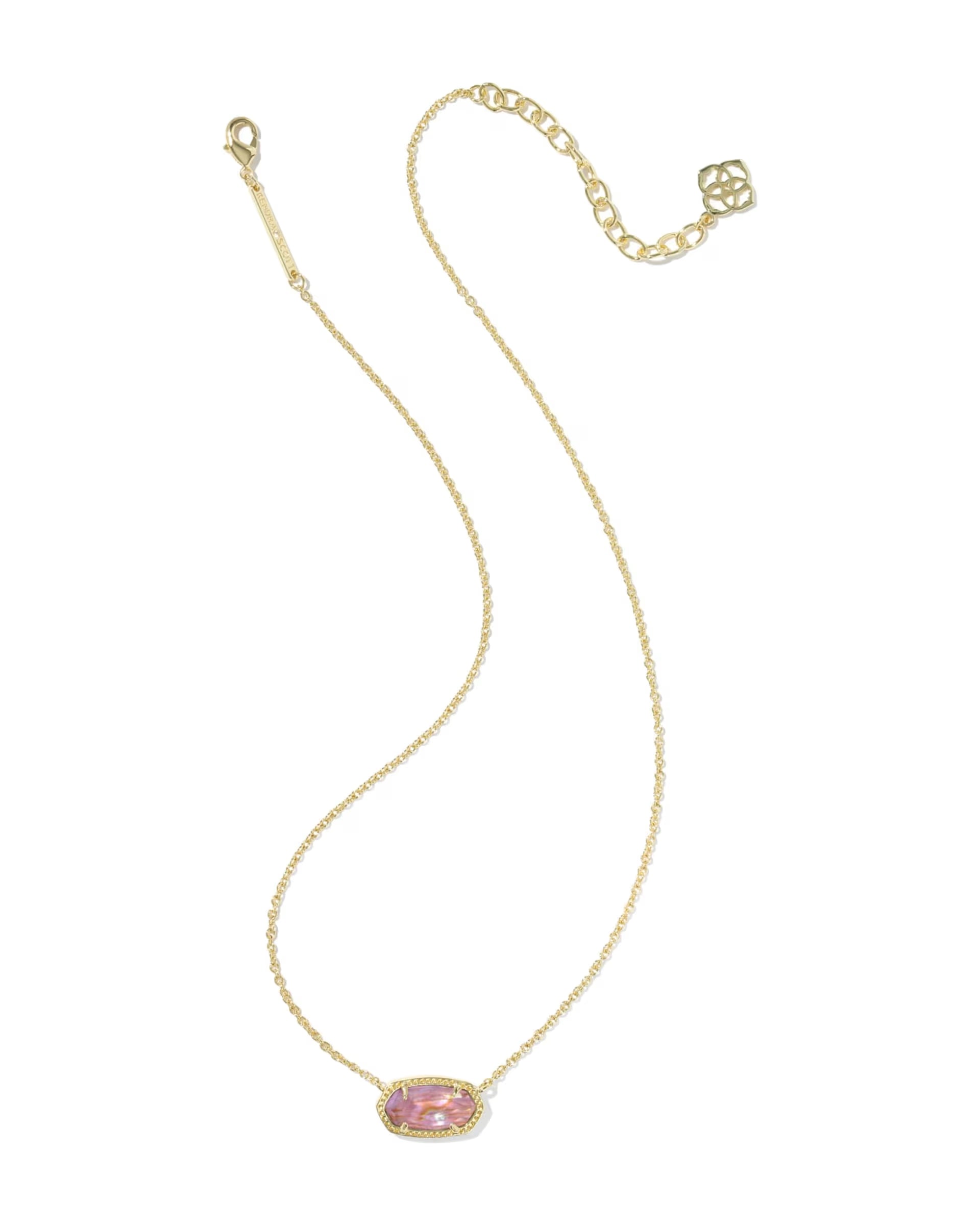 Elisa Gold Short Pendant Necklace - Light Mauve Illusion
