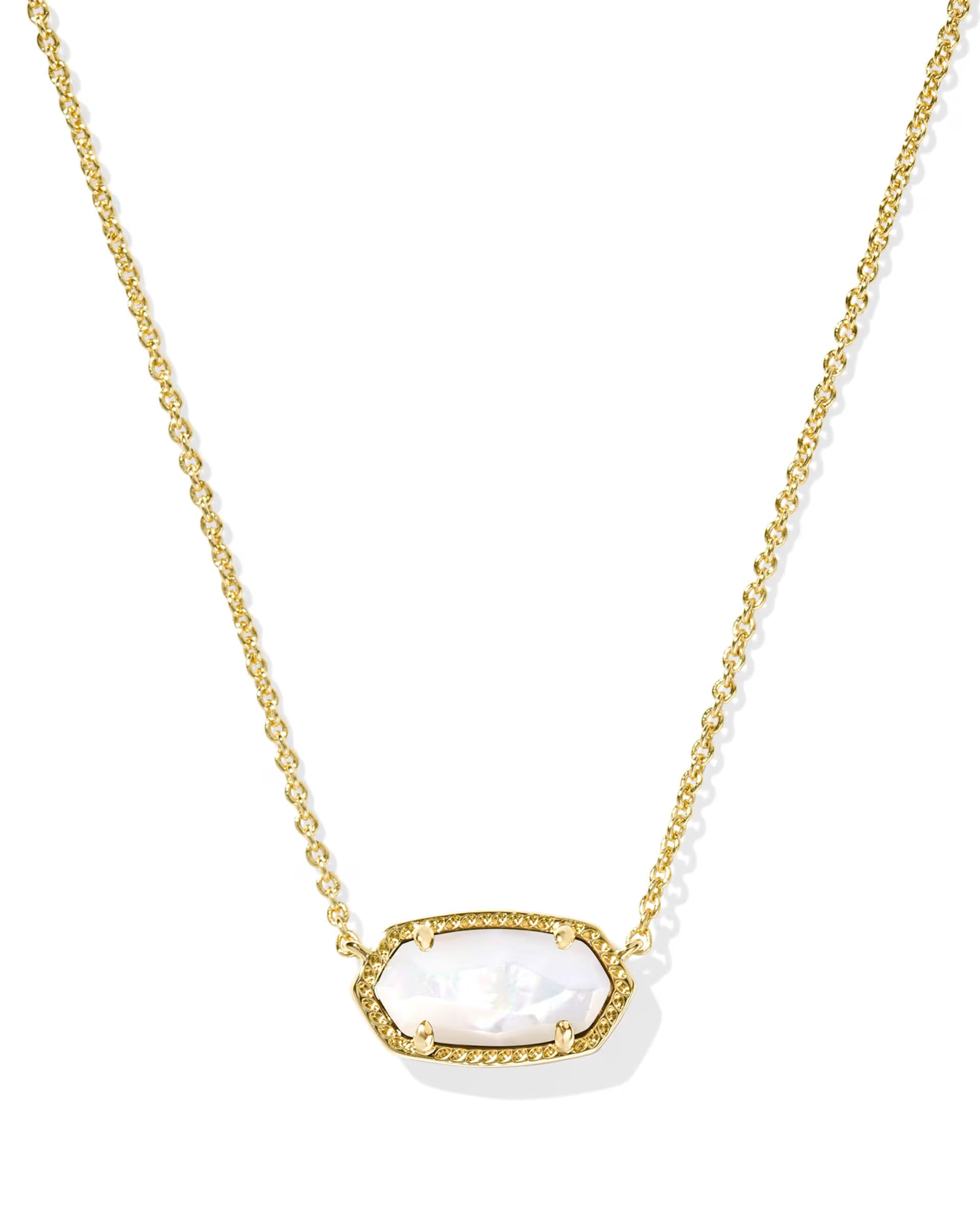 Elisa Gold Short Pendant Necklace - Ivory Mother of Pearl
