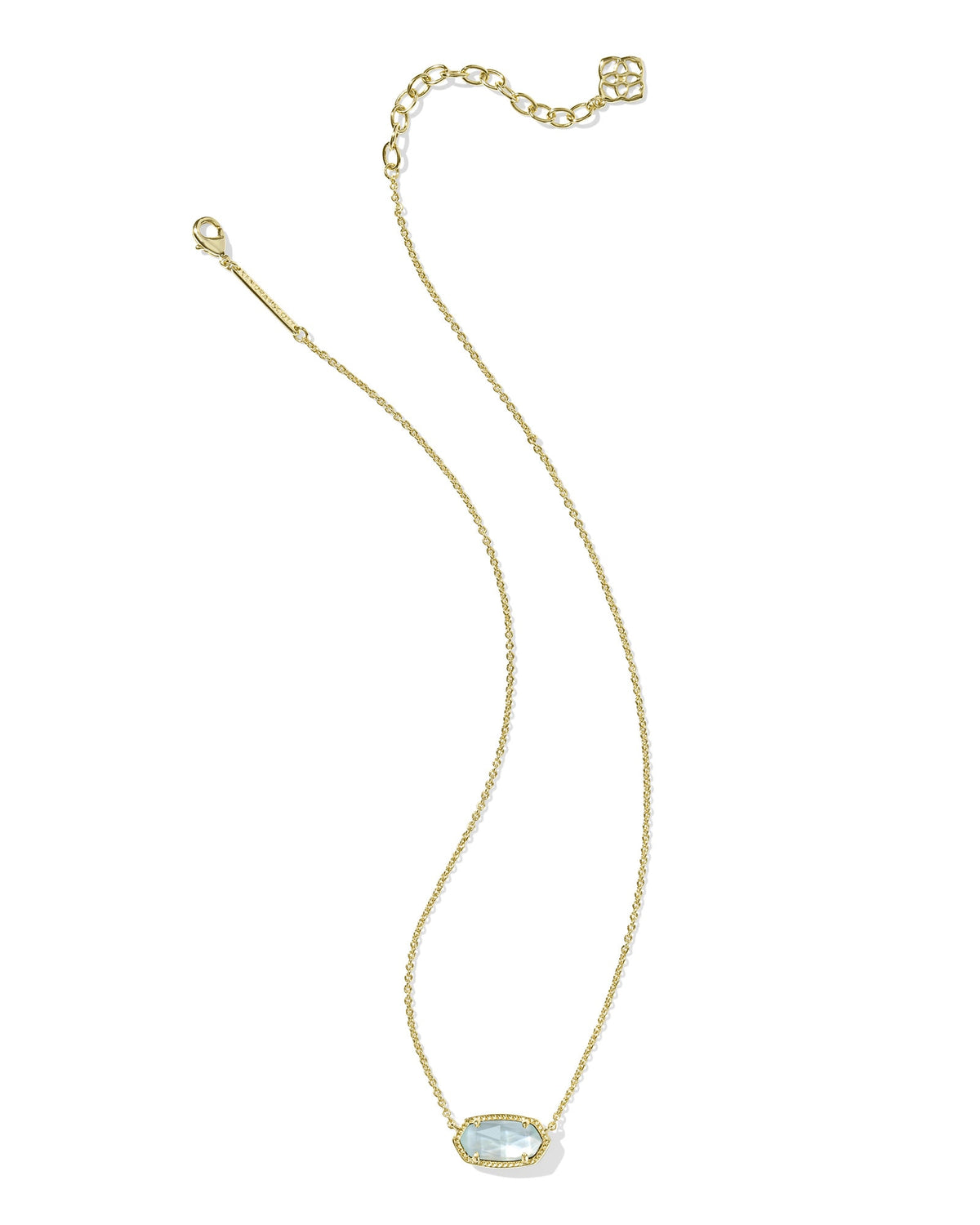 Elisa Gold Short Pendant Necklace - Light Blue Illusion