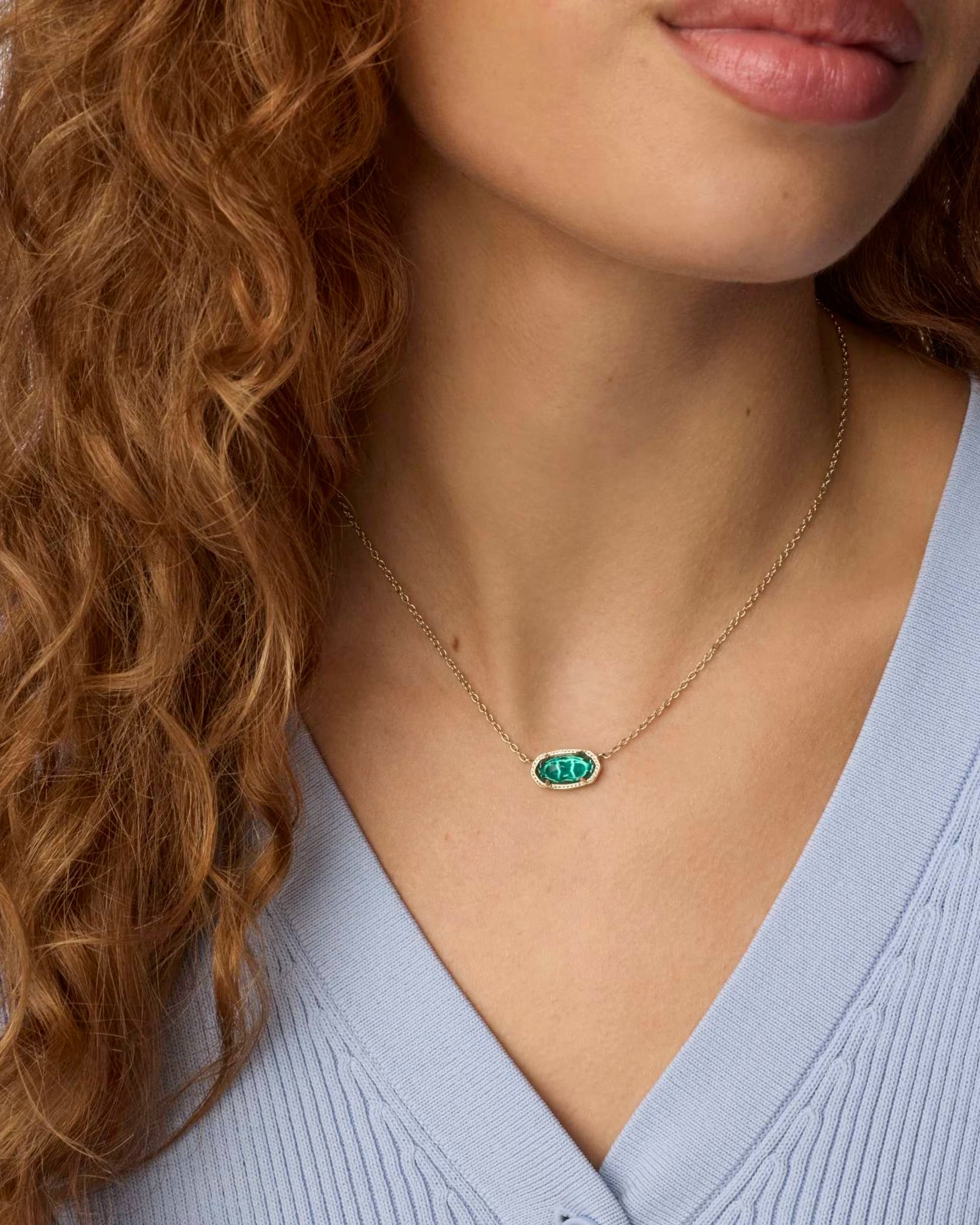 Elisa Gold Short Pendant Necklace - London Blue