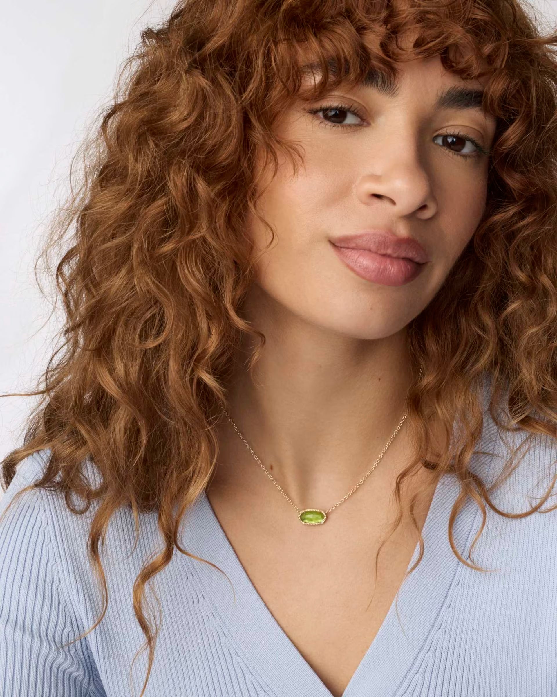 Elisa Gold Short Pendant Necklace - Peridot Illusion