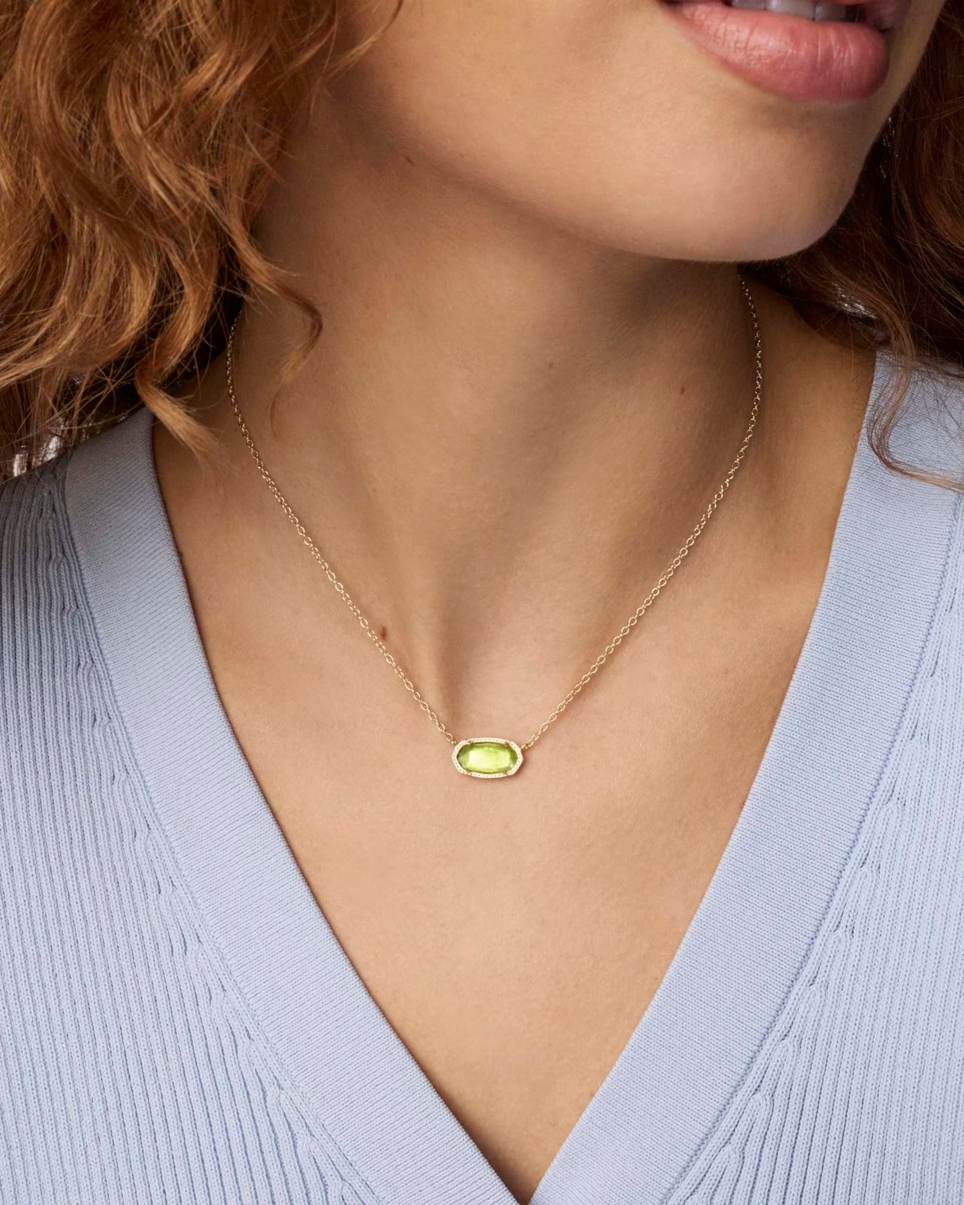 Elisa Gold Short Pendant Necklace - Peridot Illusion