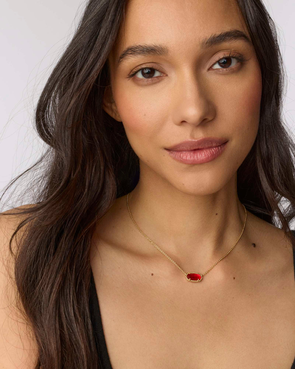 Elisa Gold Short Pendant Necklace - Red Illusion