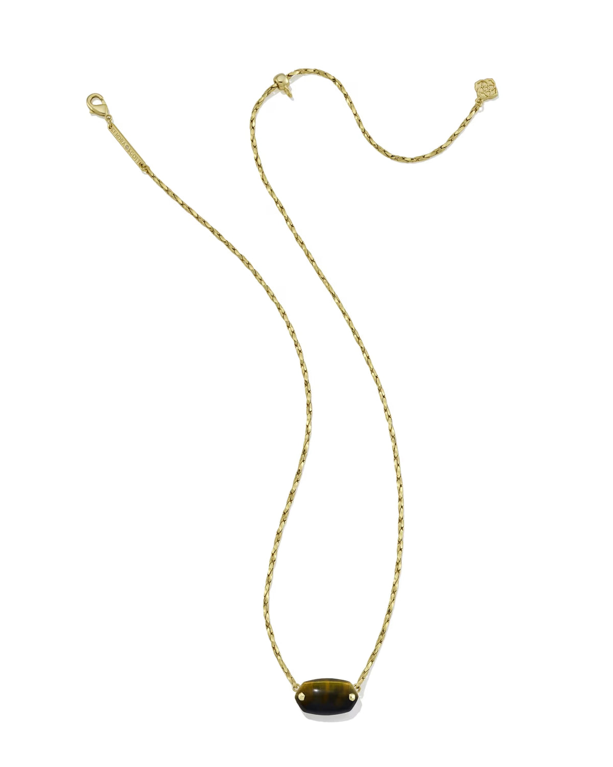 Elisa Riveted Gold Pendant Necklace - Dark Brown Hawk's Eye