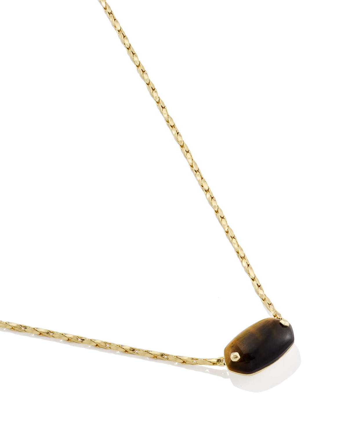 Elisa Riveted Gold Pendant Necklace - Dark Brown Hawk's Eye