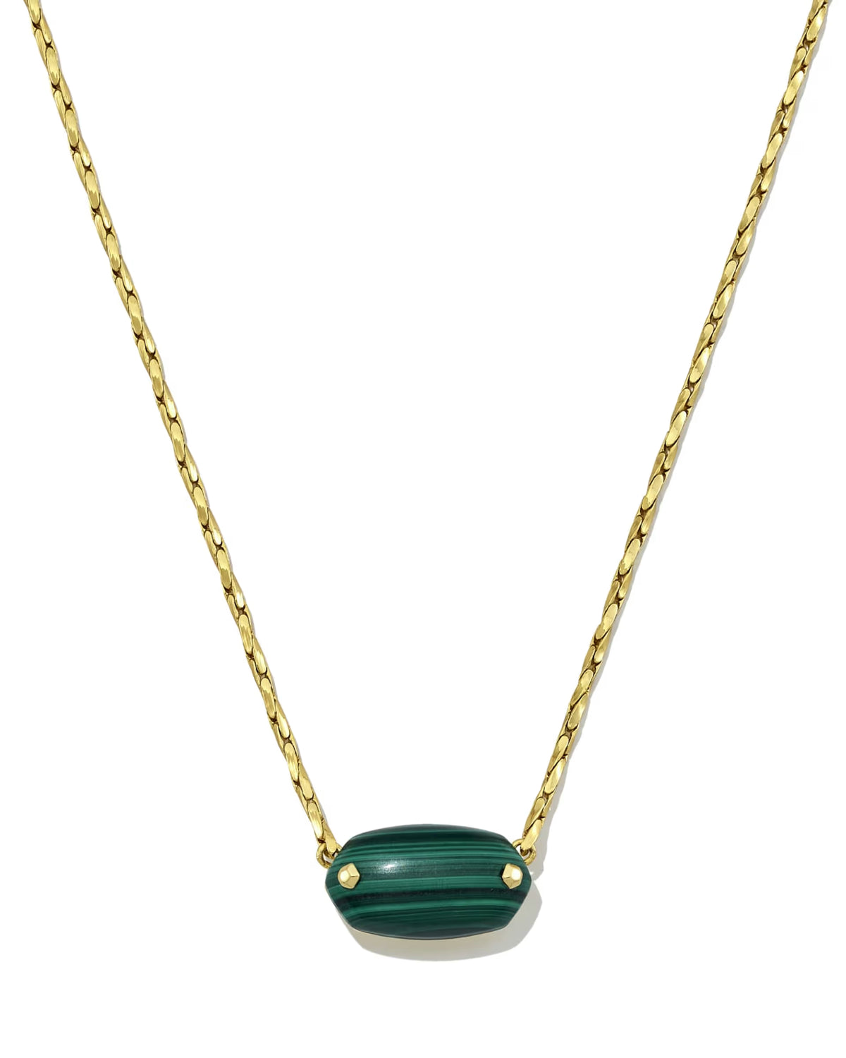 Elisa Riveted Gold Pendant Necklace - Green Malachite