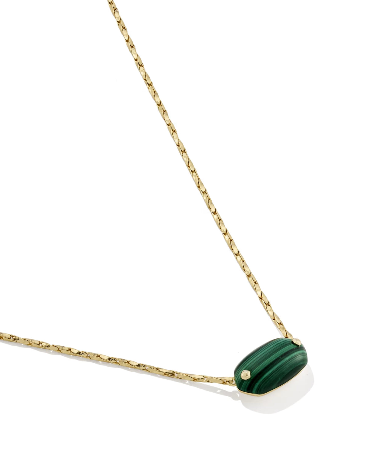 Elisa Riveted Gold Pendant Necklace - Green Malachite