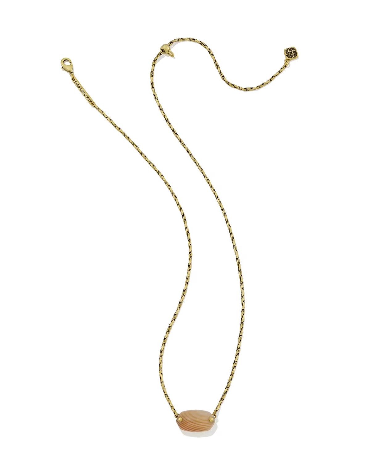 Elisa Riveted Vintage Gold Pendant Necklace - Orange Banded Agate