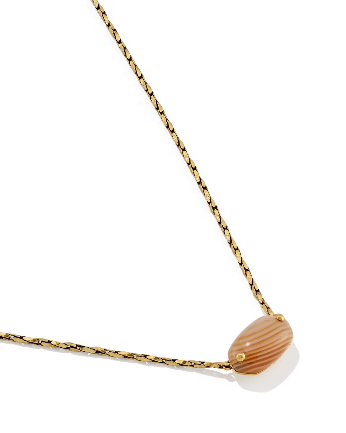 Elisa Riveted Vintage Gold Pendant Necklace - Orange Banded Agate