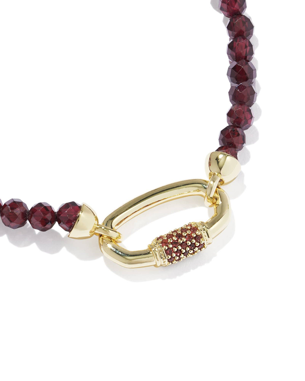 Emery Gold Beaded Stretch Bracelet - Red Garnet