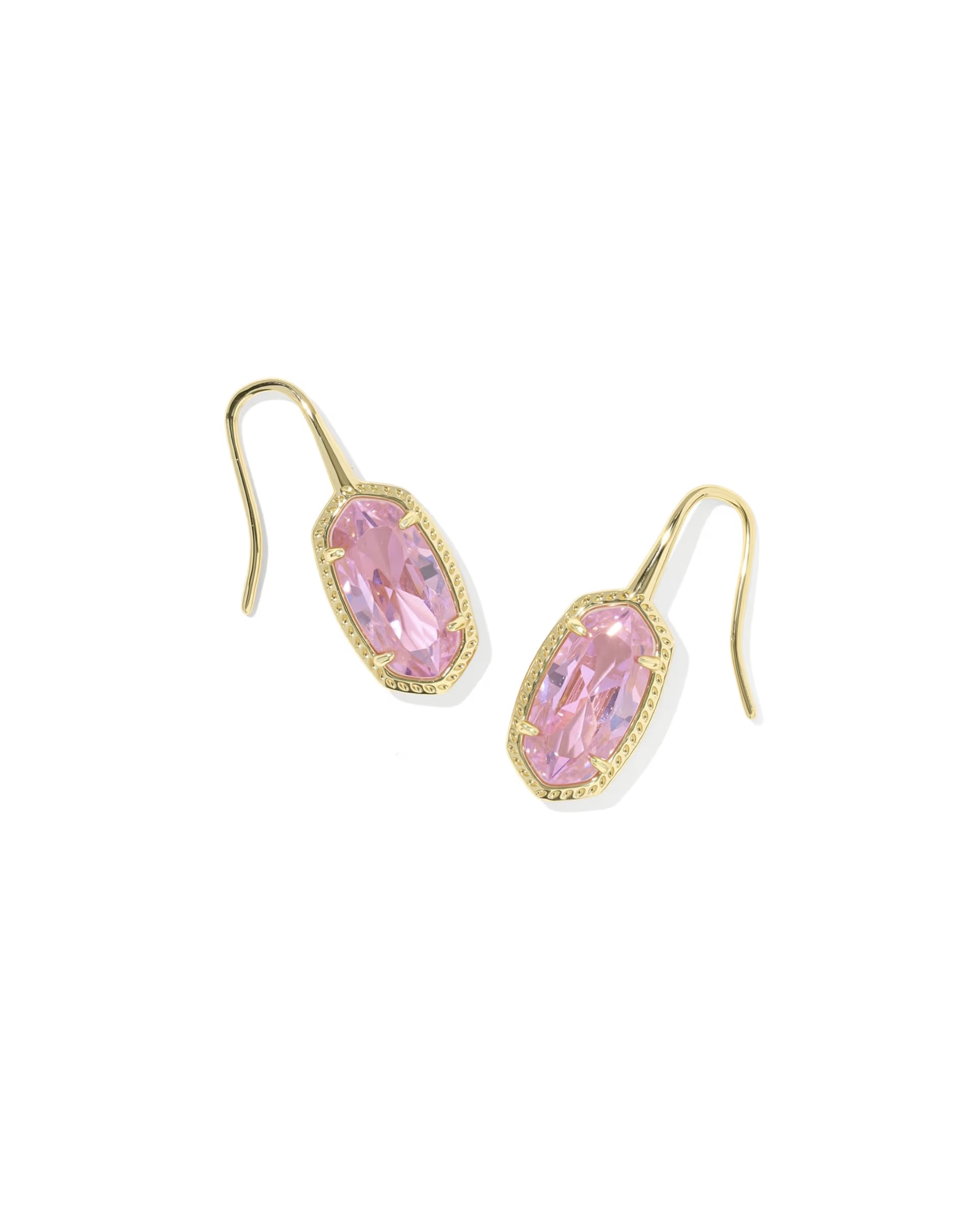 Lee Luxe Gold Drop Earrings - Pink CZ