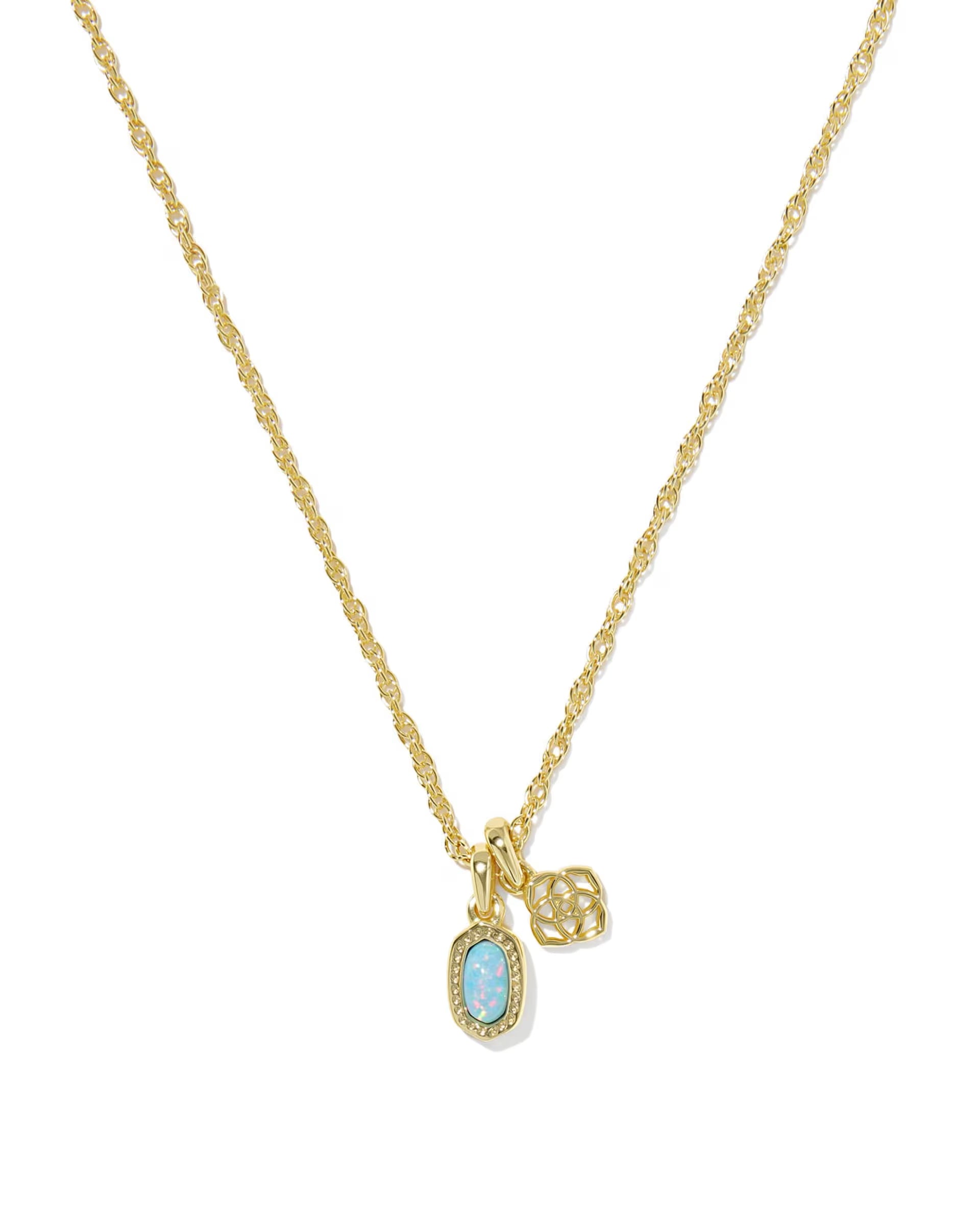 Mini Elisa Dira Gold Necklace - Blue Opal