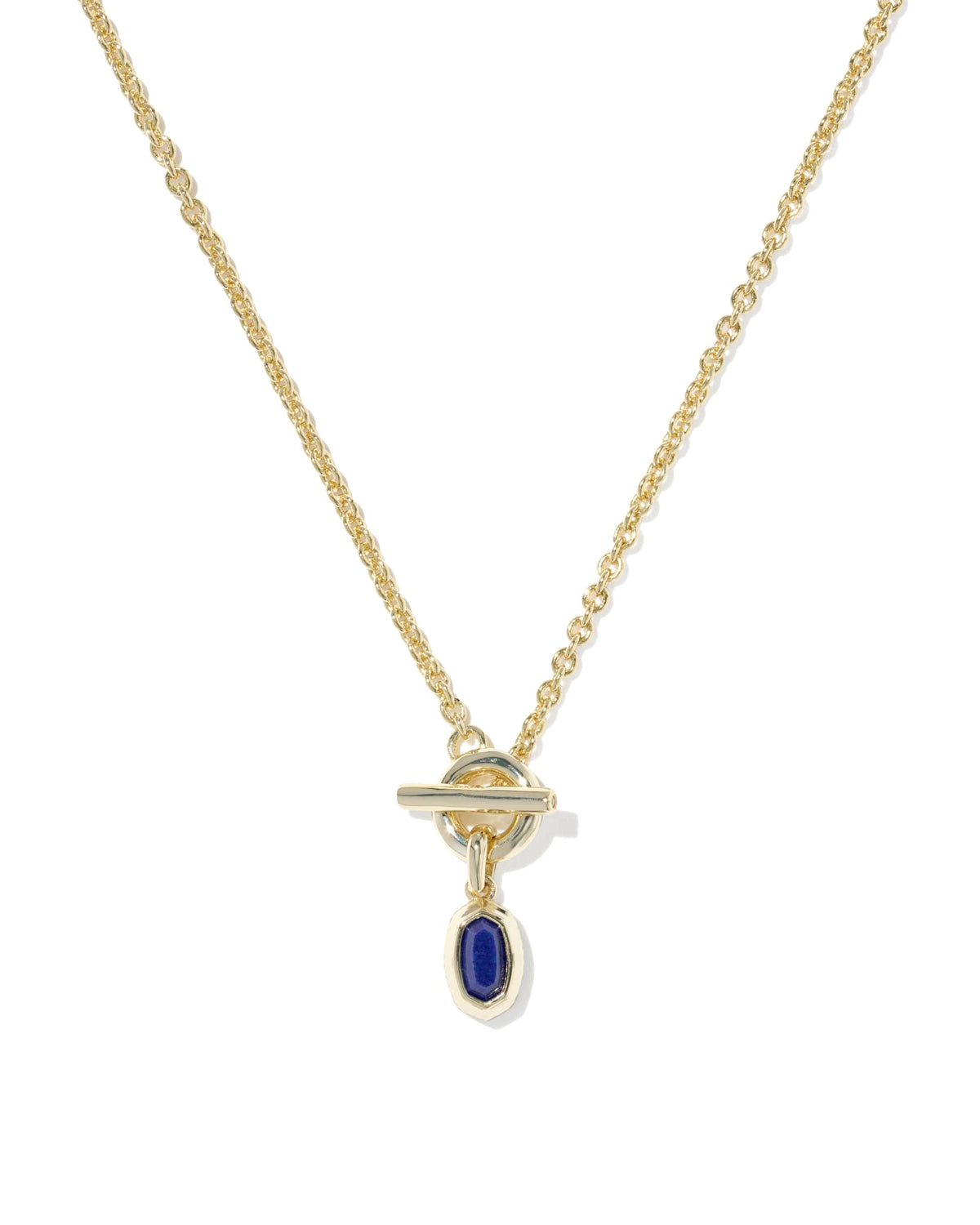 Mini Elisa Gold Toggle Short Pendant Necklace - Blue Lapis