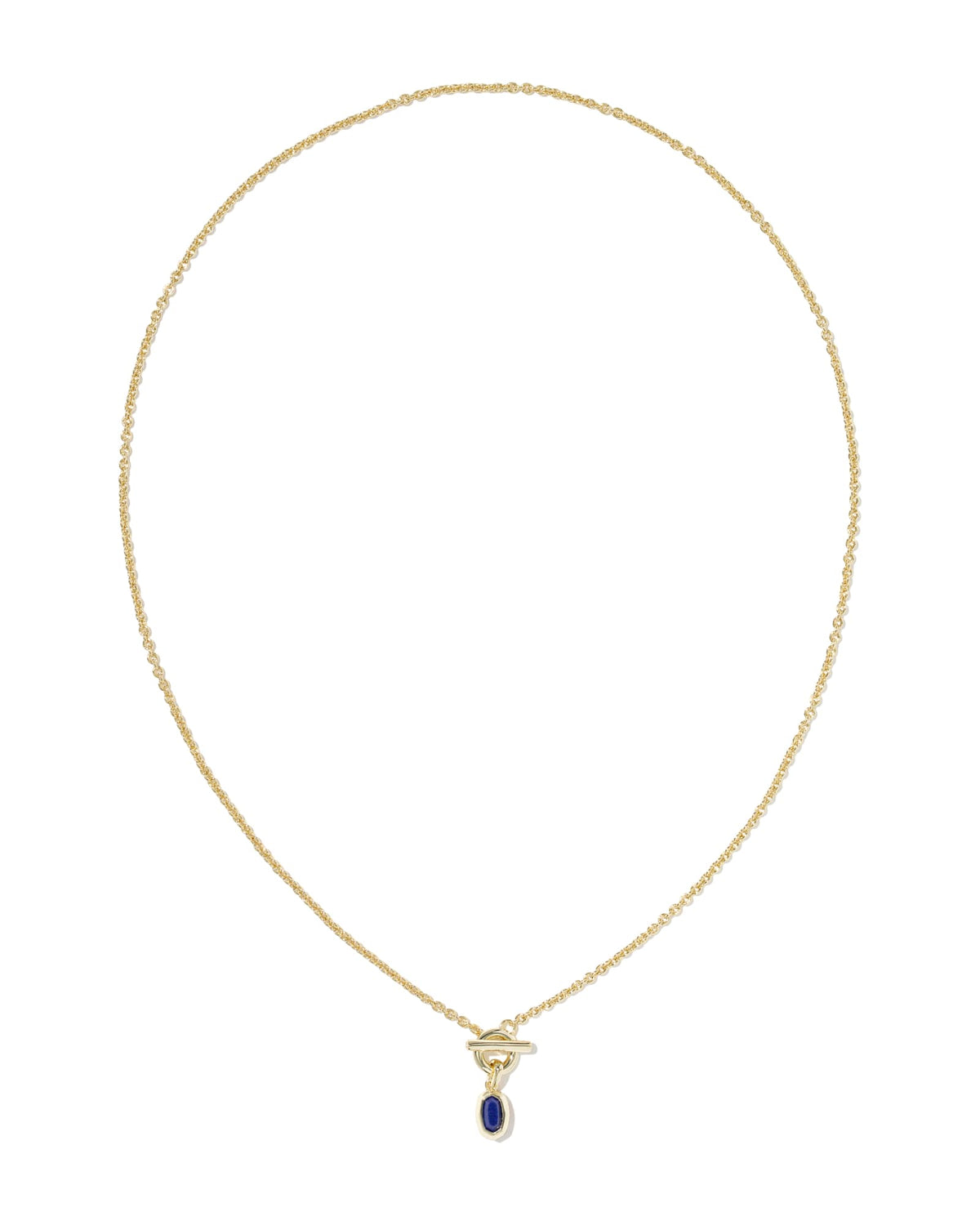 Mini Elisa Gold Toggle Short Pendant Necklace - Blue Lapis