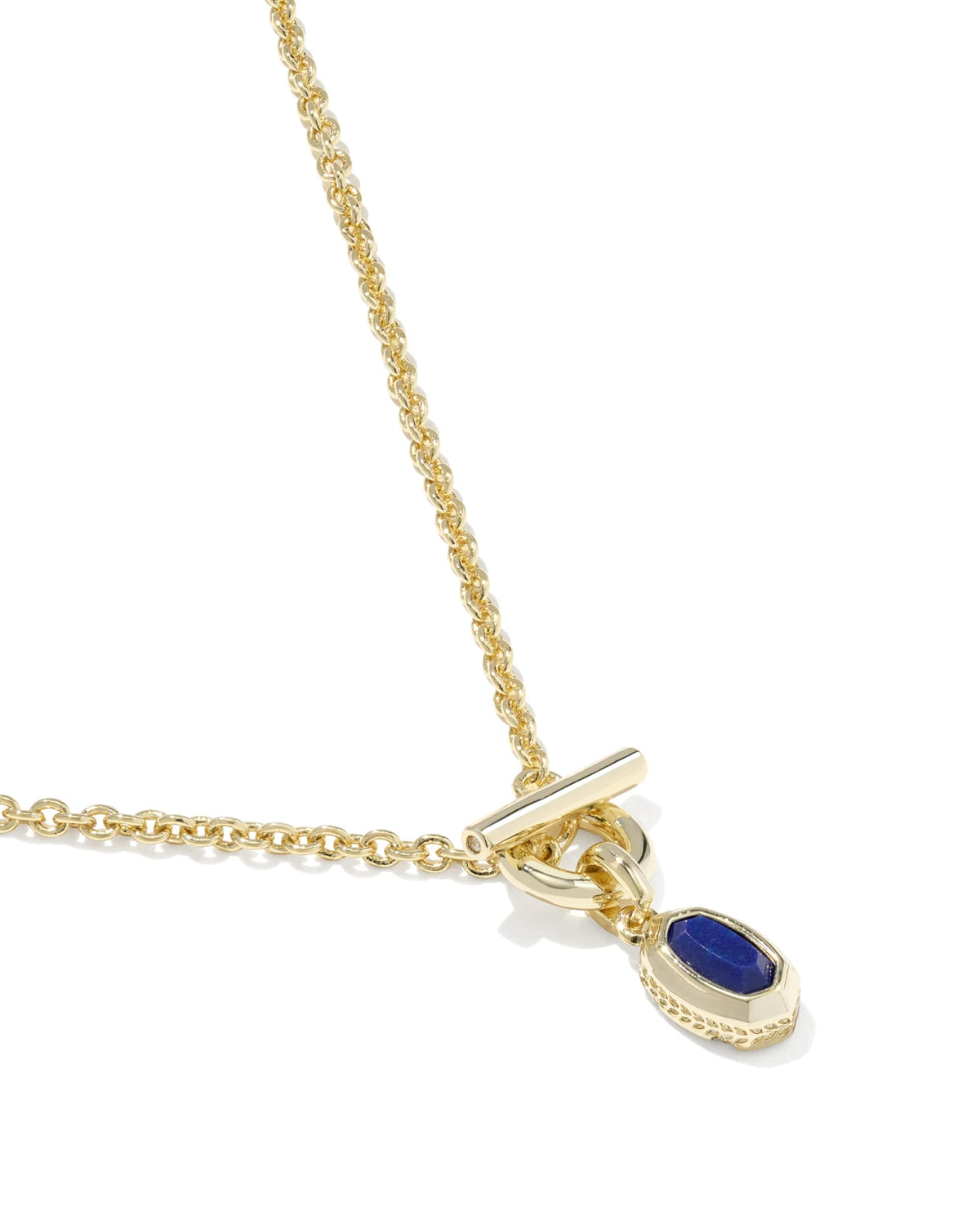 Mini Elisa Gold Toggle Short Pendant Necklace - Blue Lapis