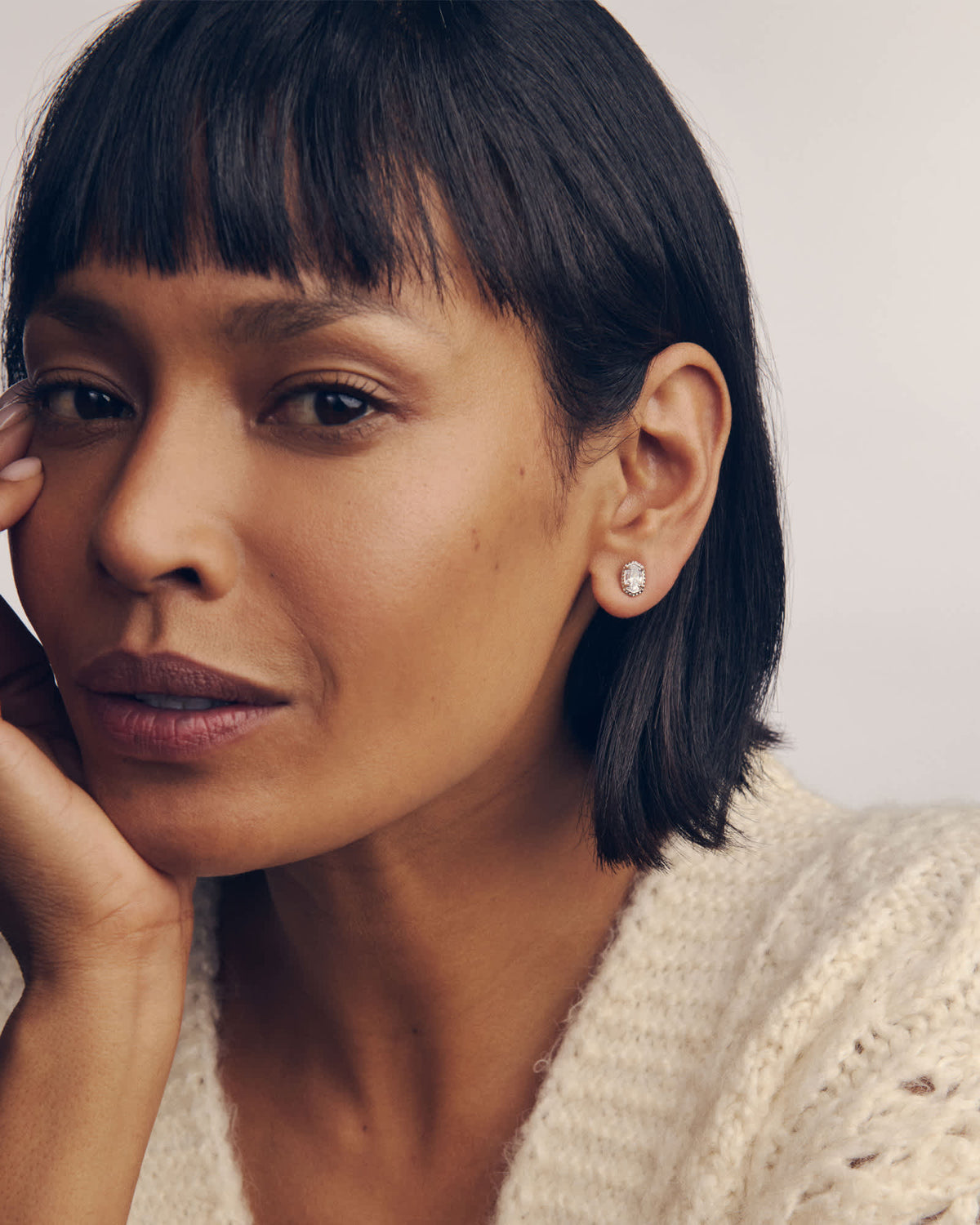 Mini Ellie Luxe Gold Stud Earrings - White CZ