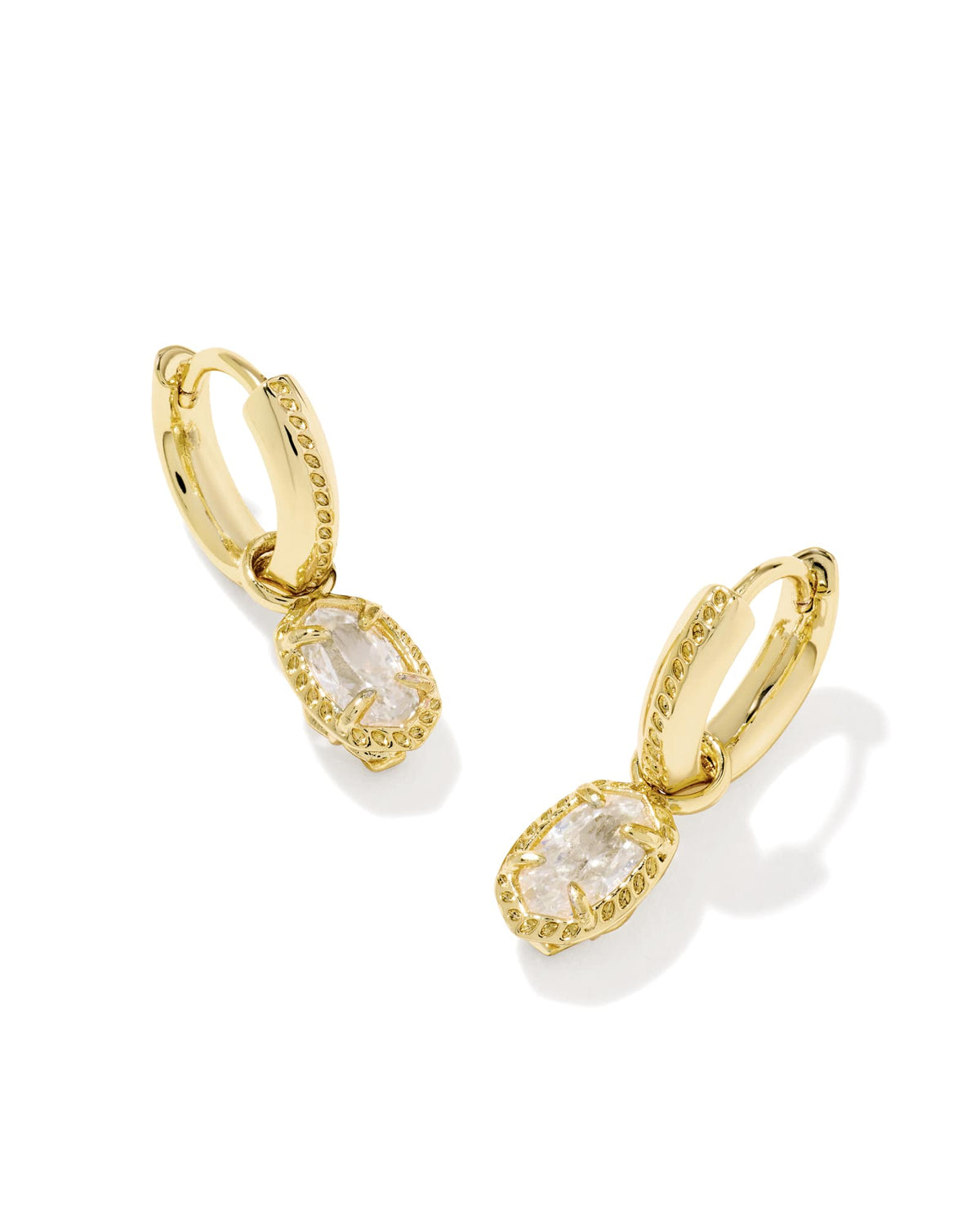 Mini Ellie Luxe Gold Huggie Earrings - White CZ
