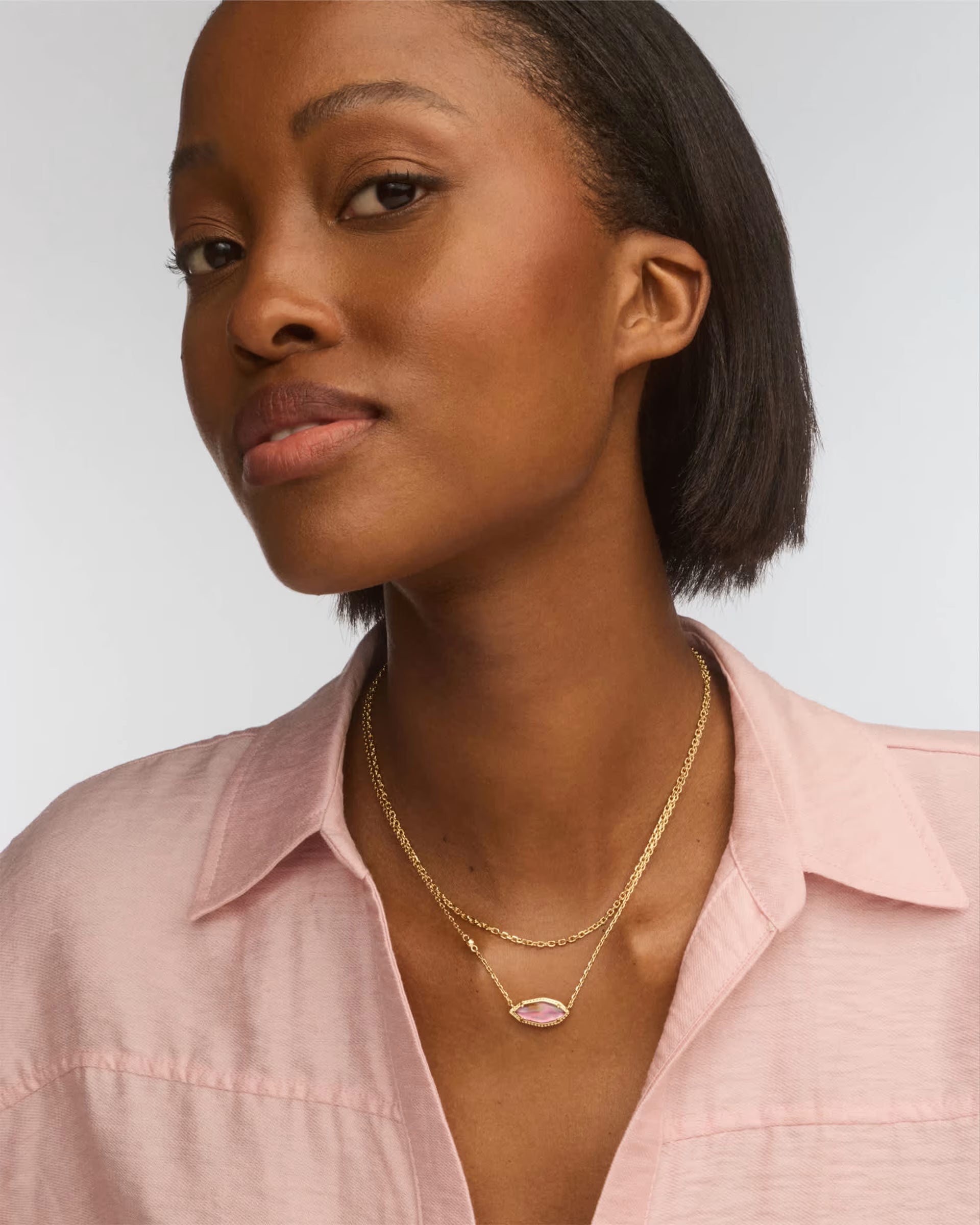 Ophelia Multi-strand Gold Necklace - Light Mauve Illusion