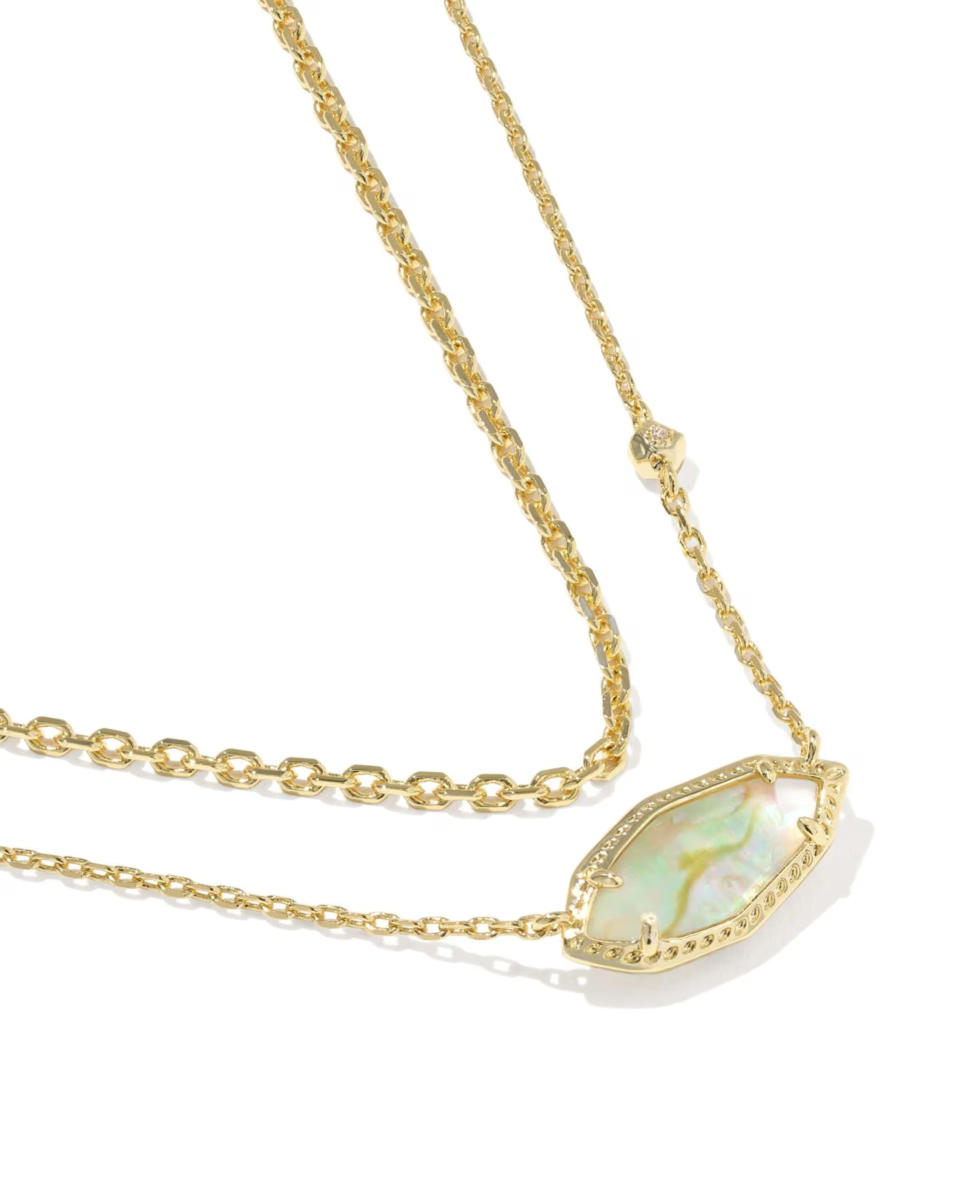 Ophelia Multi-strand Gold Necklace - Iridescent Abalone