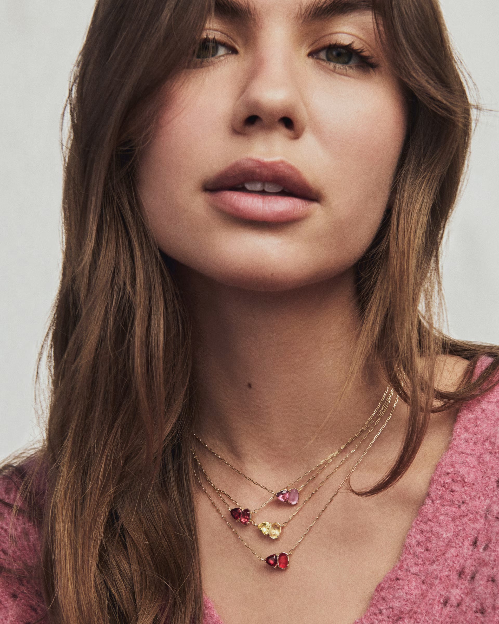 Tatum Short Pendant Necklace - Azalea Pink Mix