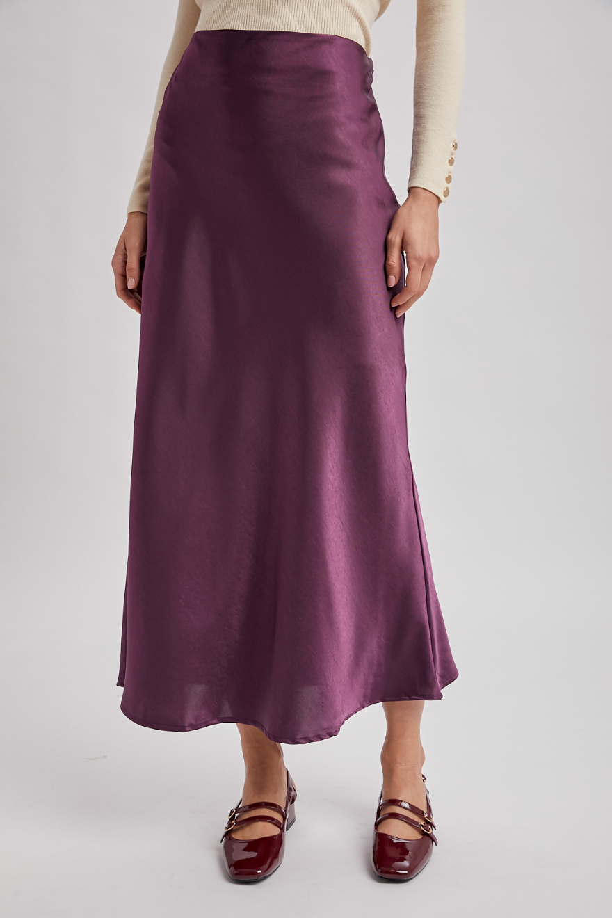 Celeste Satin Midi Skirt