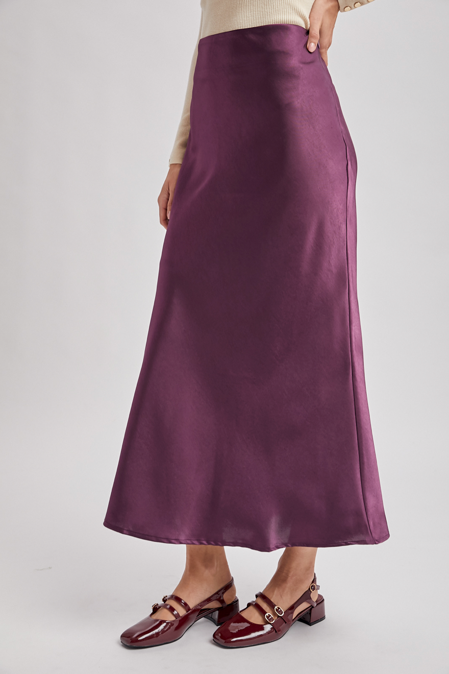 Celeste Satin Midi Skirt