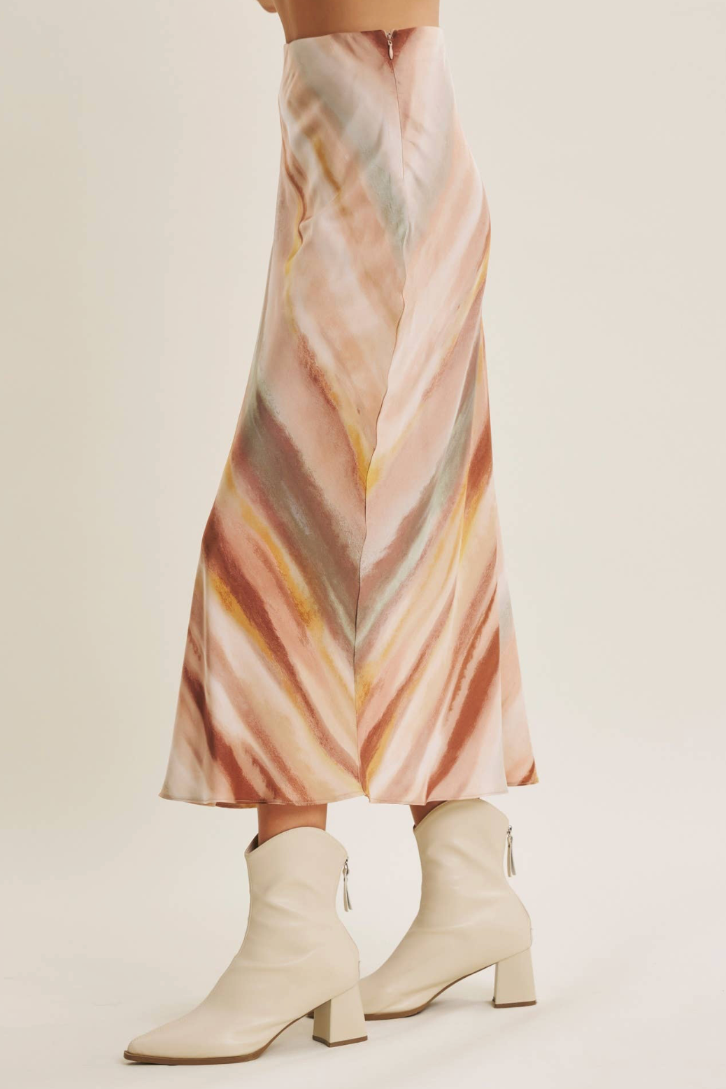 Samantha Watercolor Satin Maxi Skirt