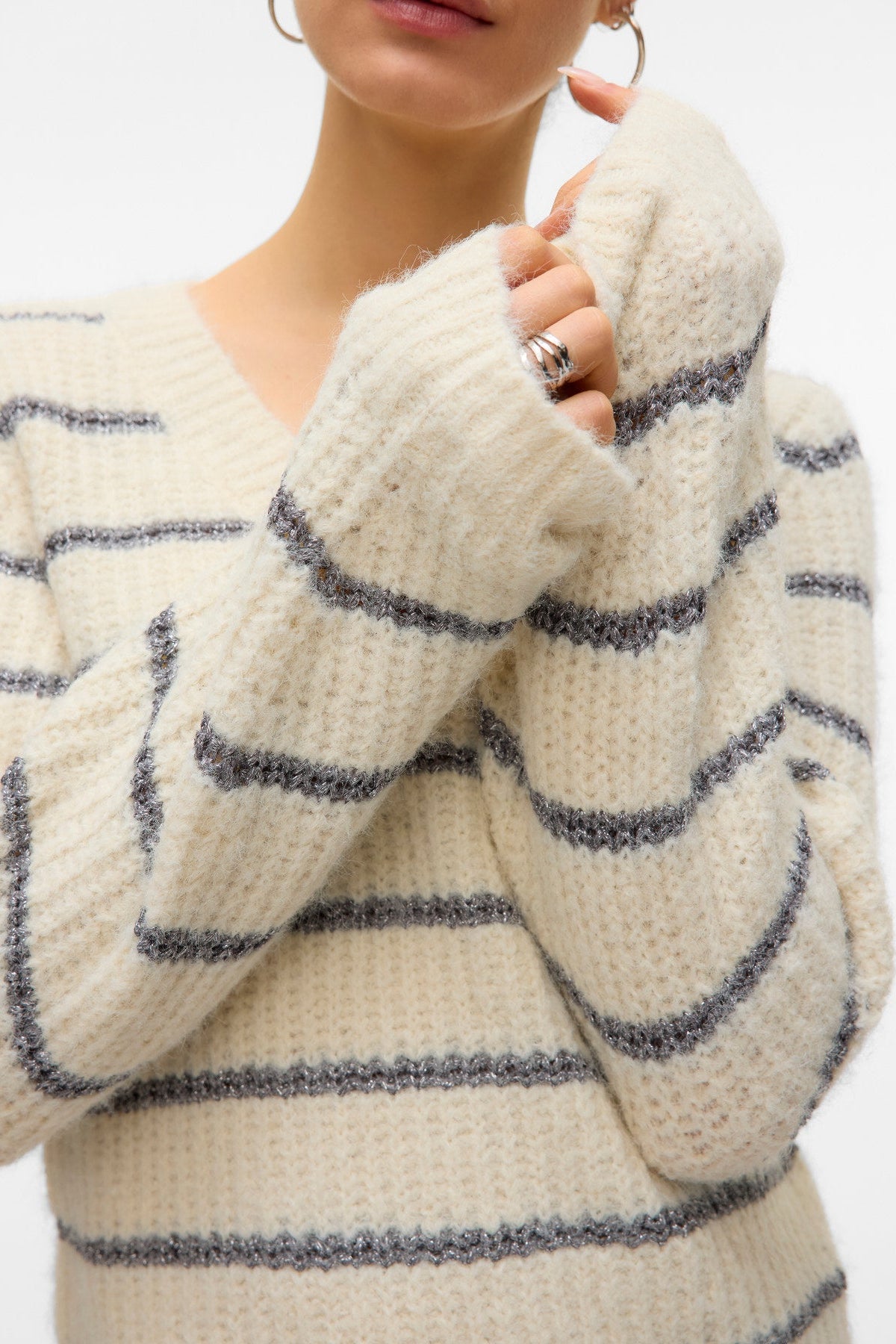 Nicole Metallic Striped Sweater