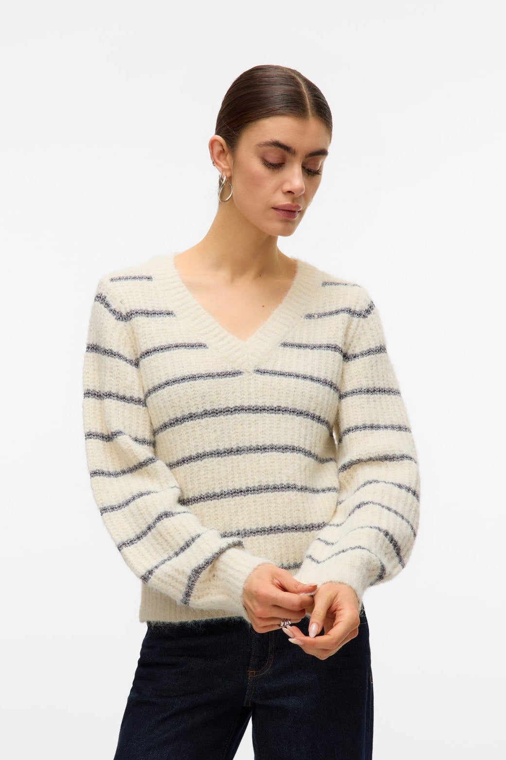 Nicole Metallic Striped Sweater