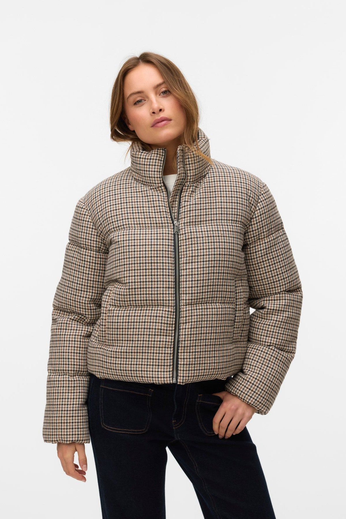 Blake Houndstooth Puffer Coat