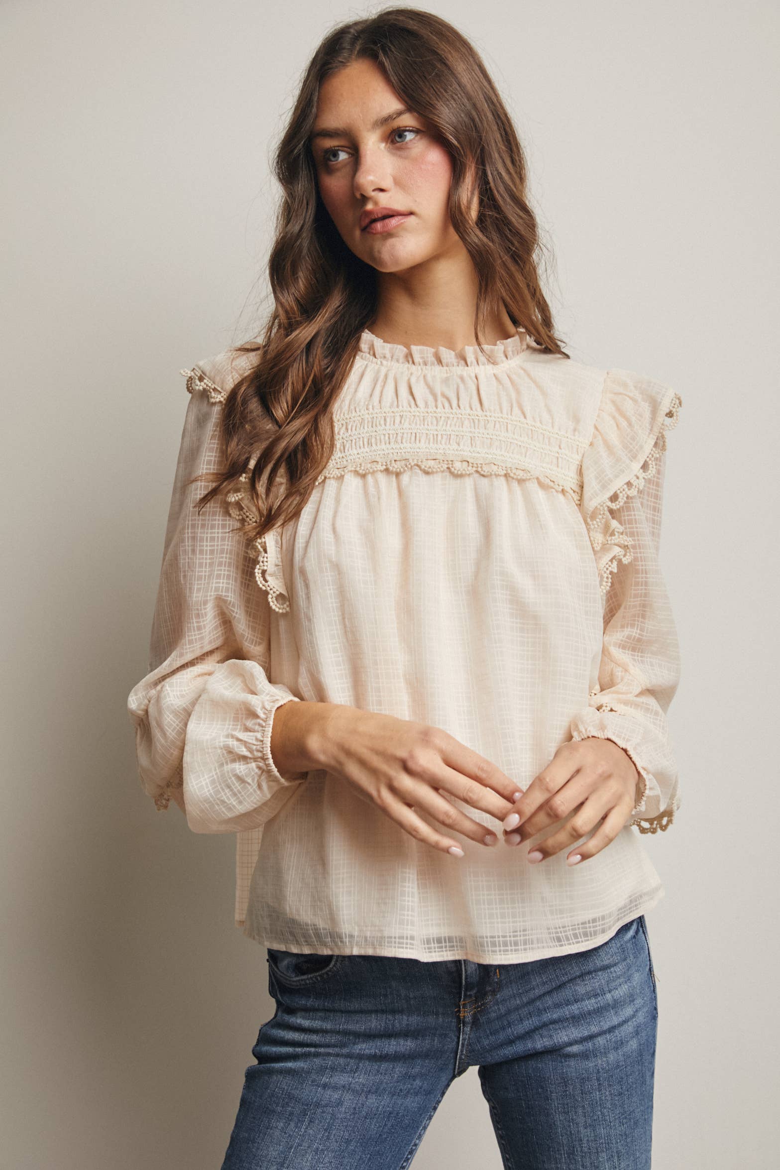 Hattie Lace Trim Blouse