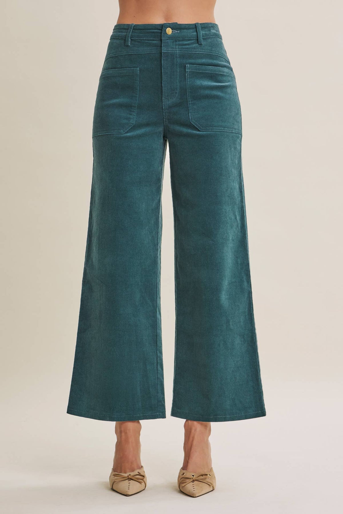 Danielle Corduroy Wide Leg Pant in Forest Green