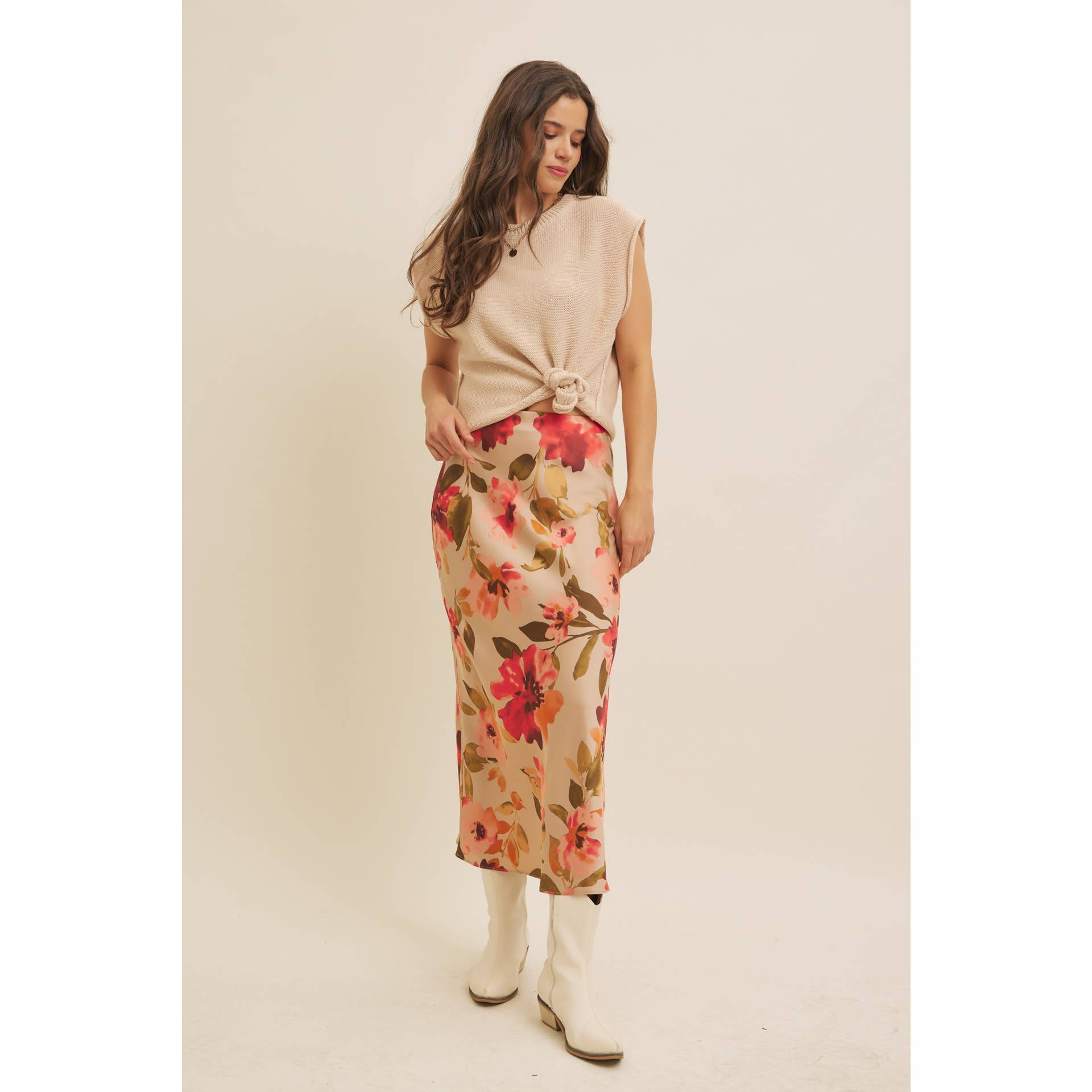 Jocelyn Floral Satin Maxi Skirt