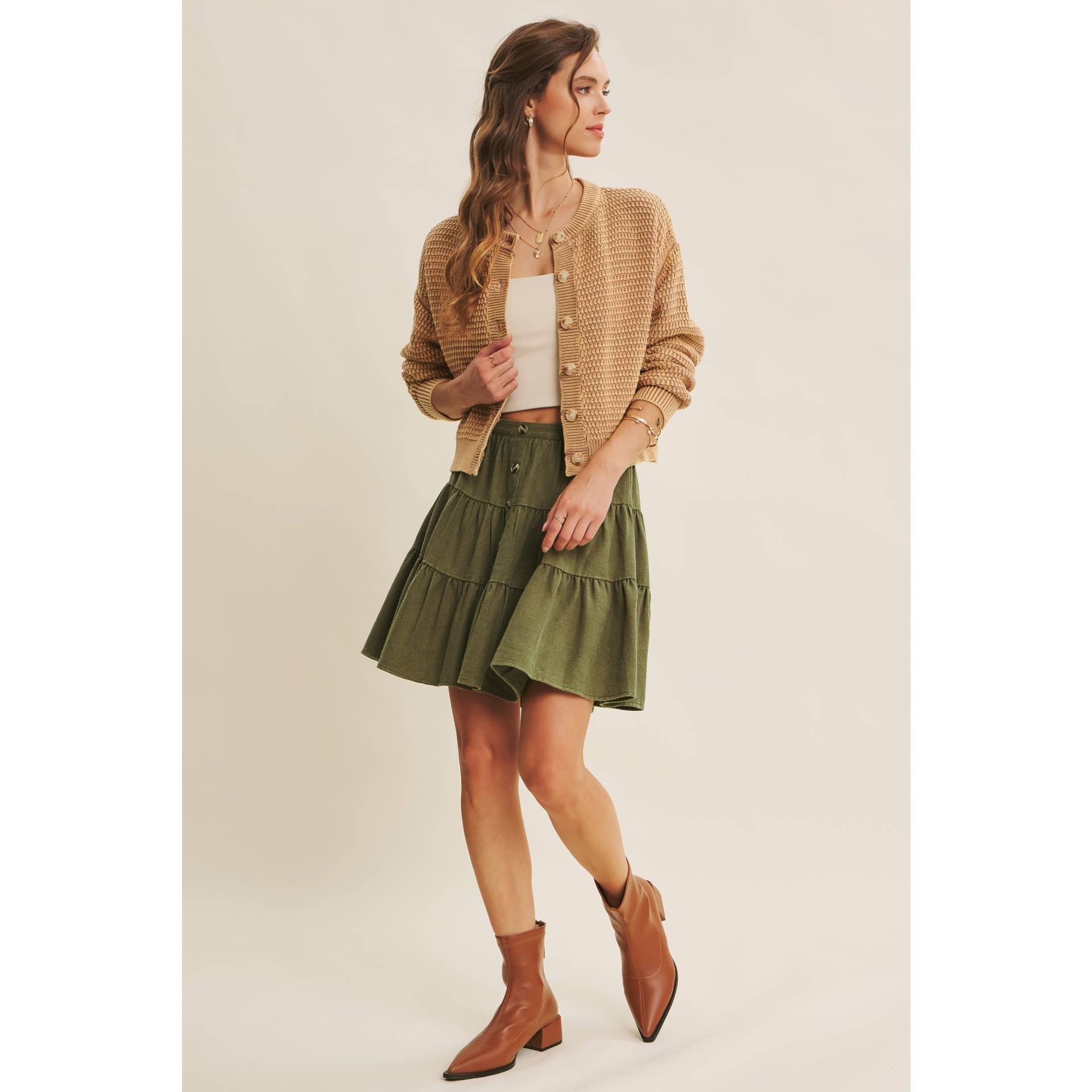 Emmie Washed Ruffle Mini Skirt