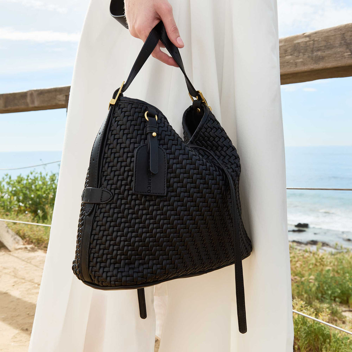 Thalia Black Recycled Vegan Leather Tote Bag