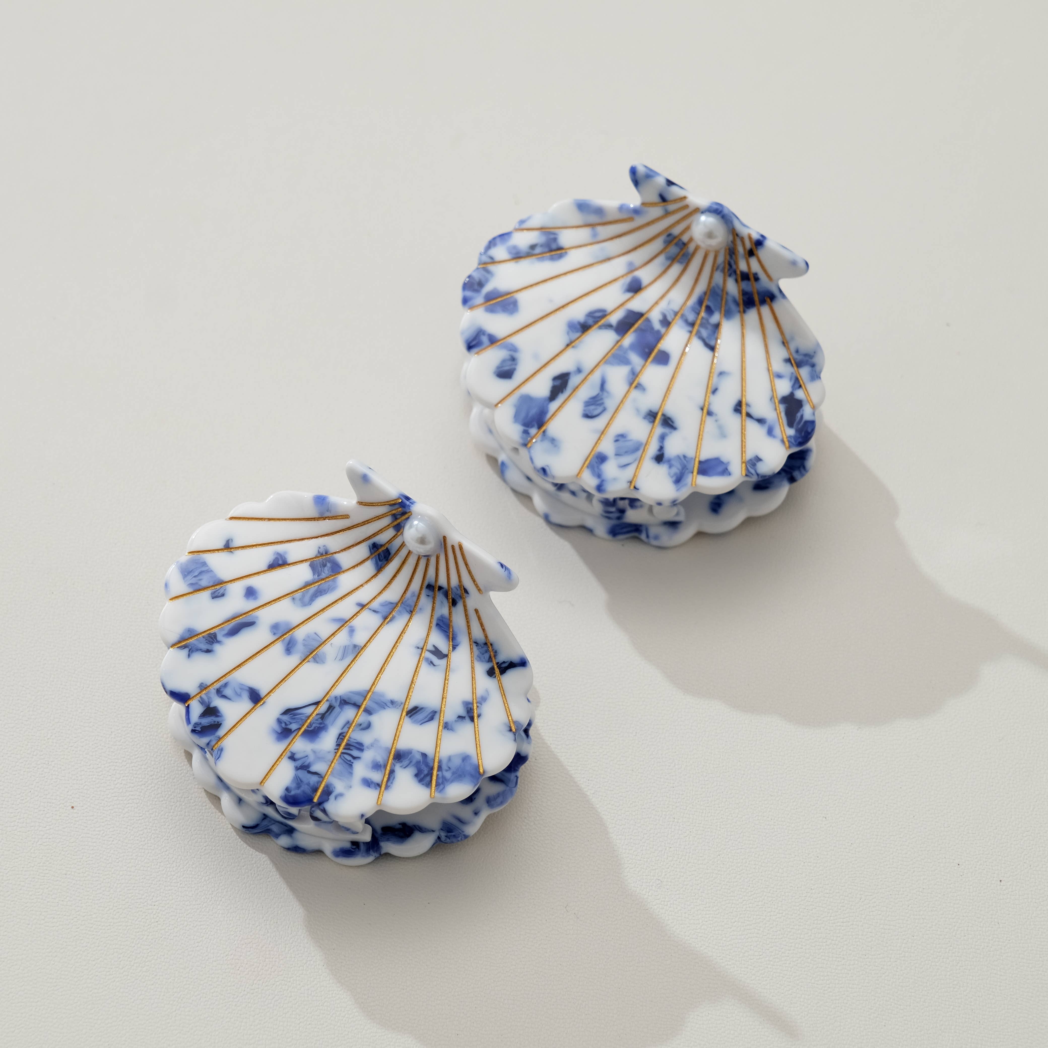Coastal Blue Pearl Seashell Claw Clip - Medium