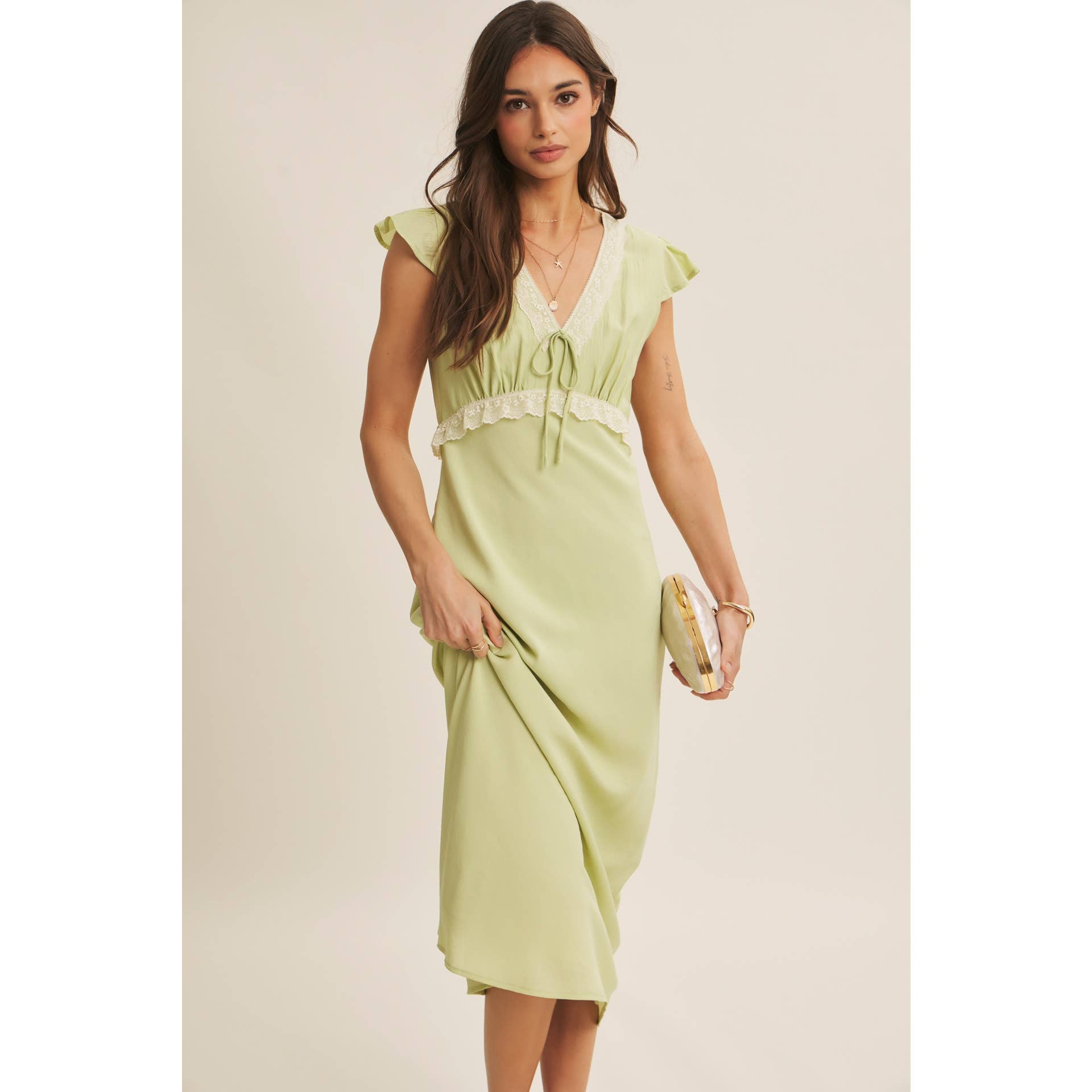 Lori Lace Trimmed Midi Dress