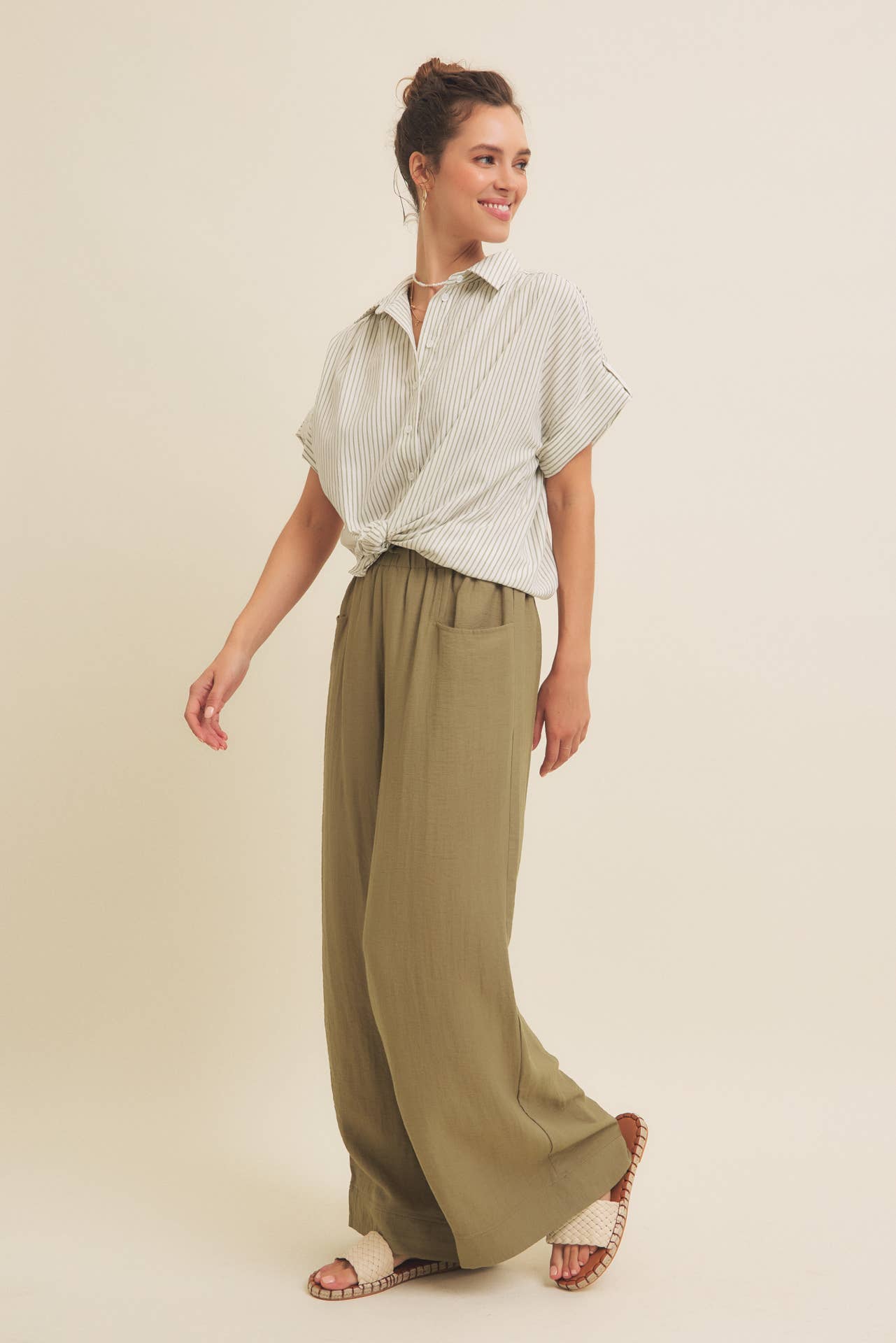 Bethany Linen Blend Wide Leg Pant