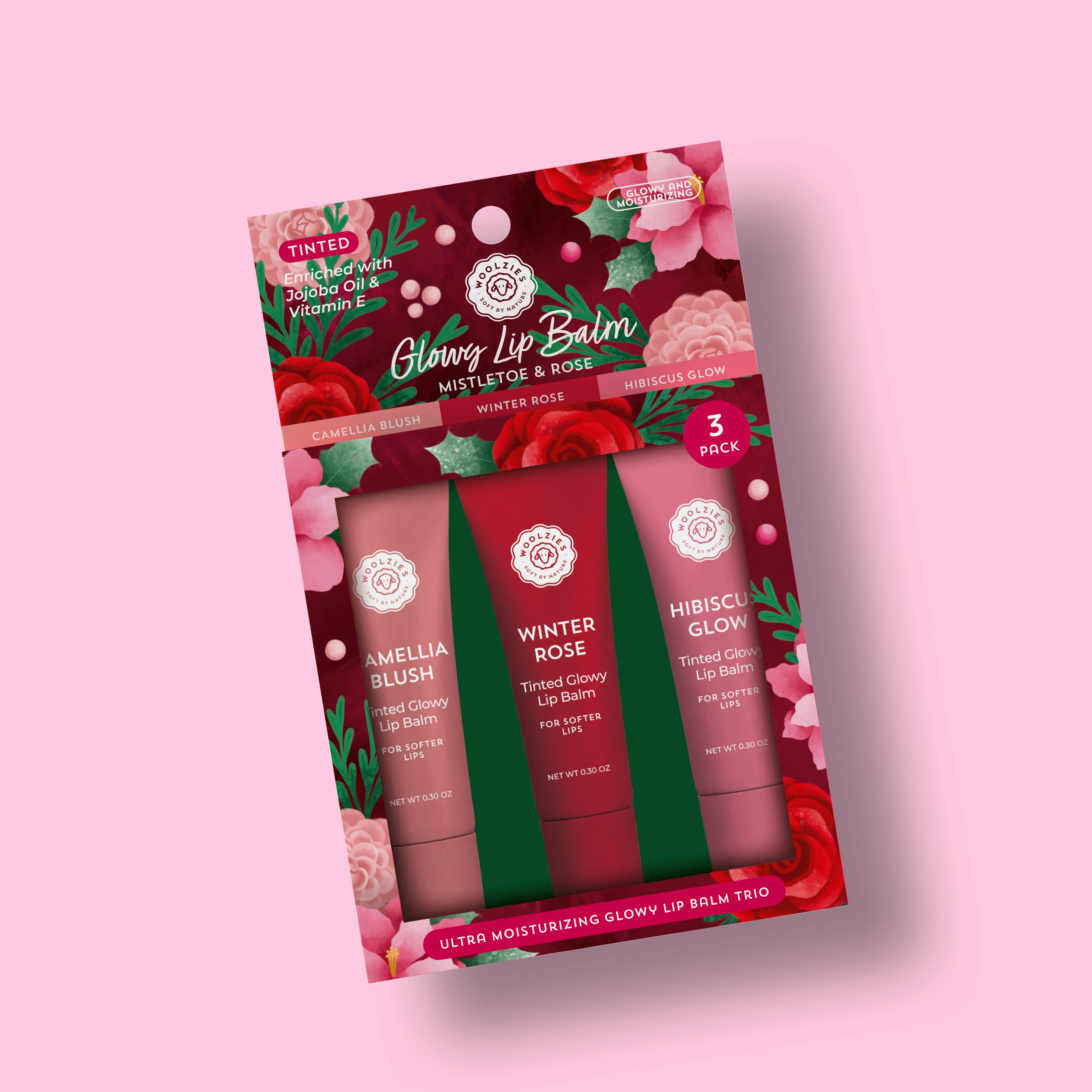 Glowy Lip Balm Trio - Mistletoe & Rose