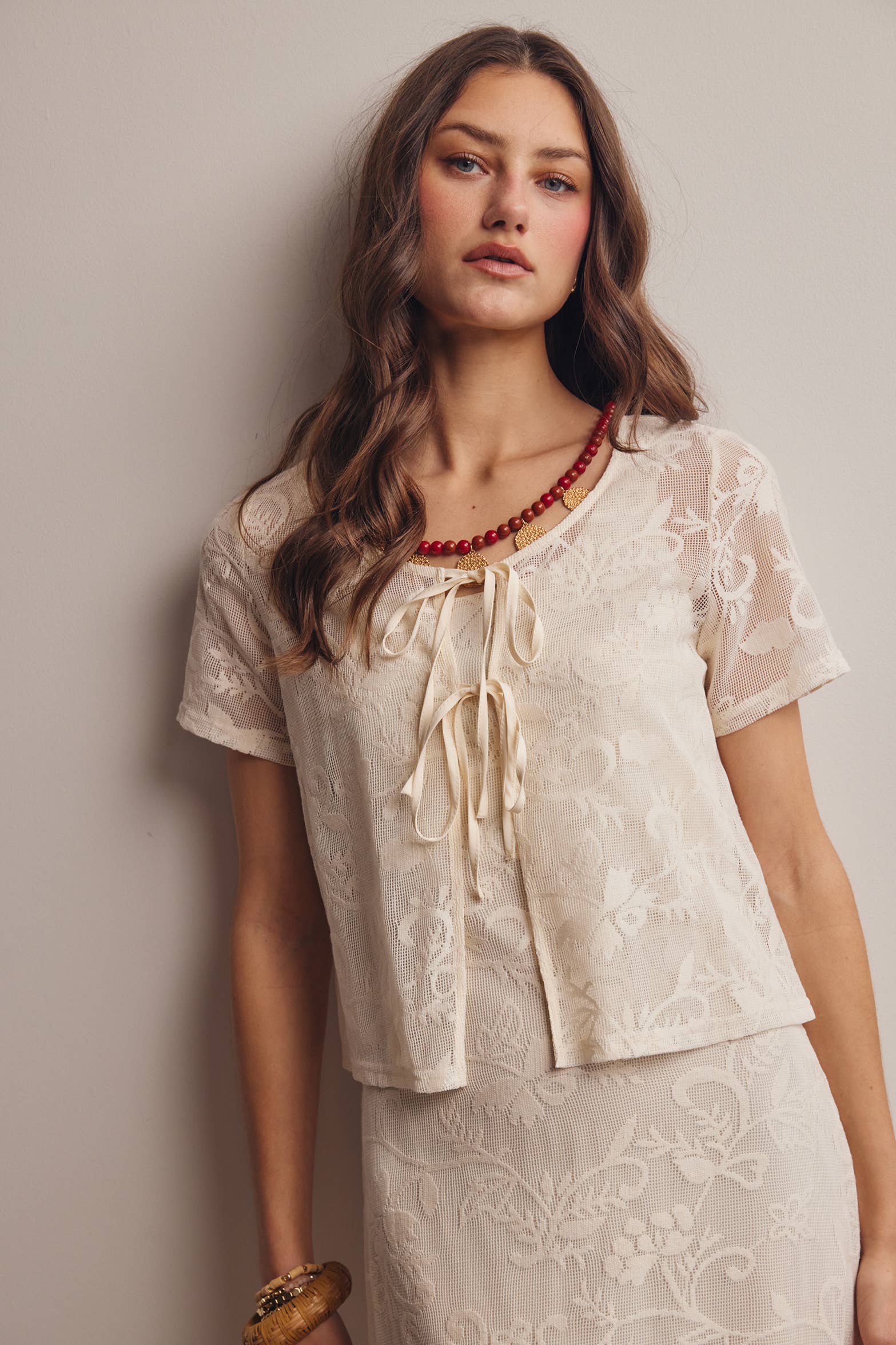 Zara Lace Tie-Front Top