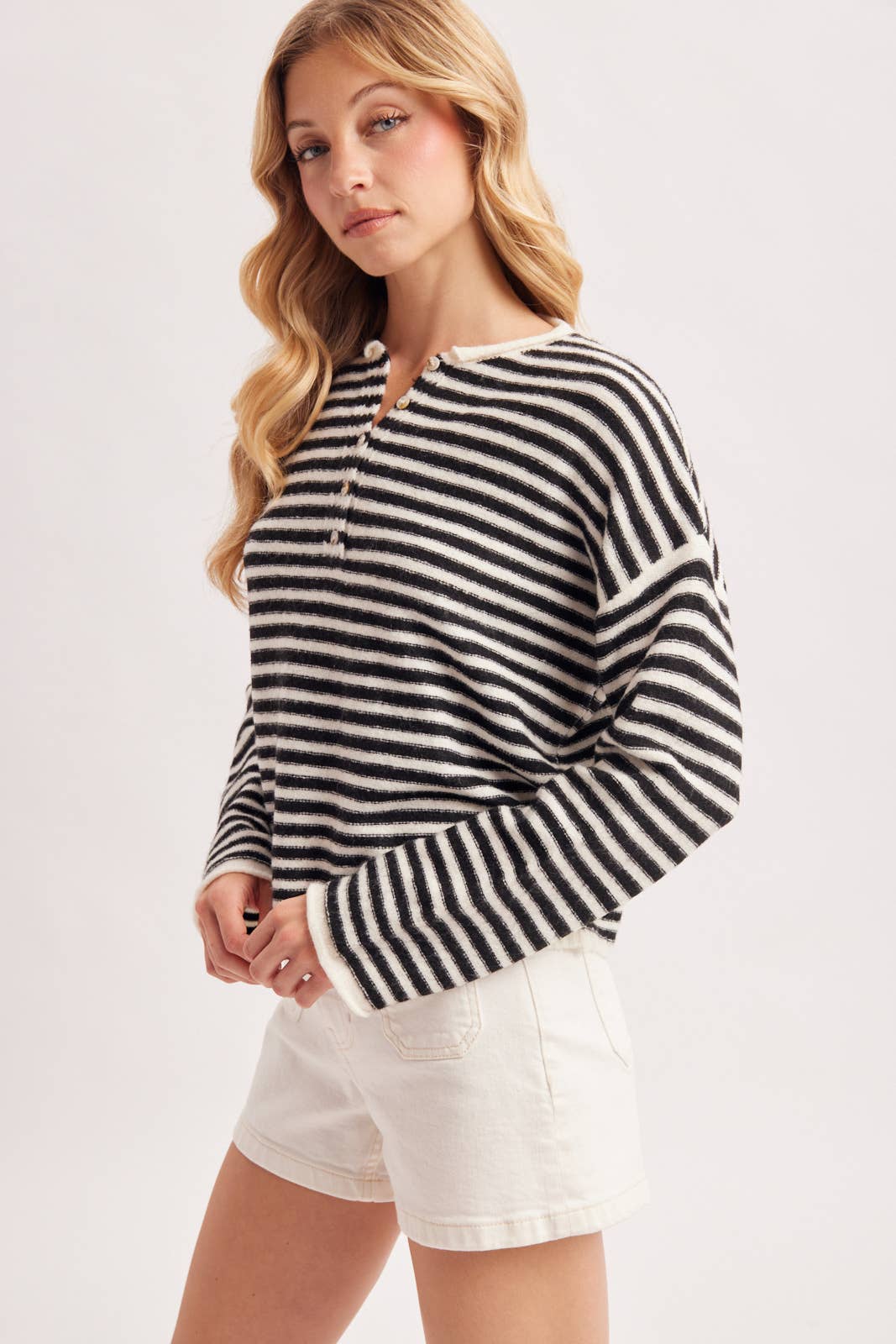 Millie Striped Henley Pullover