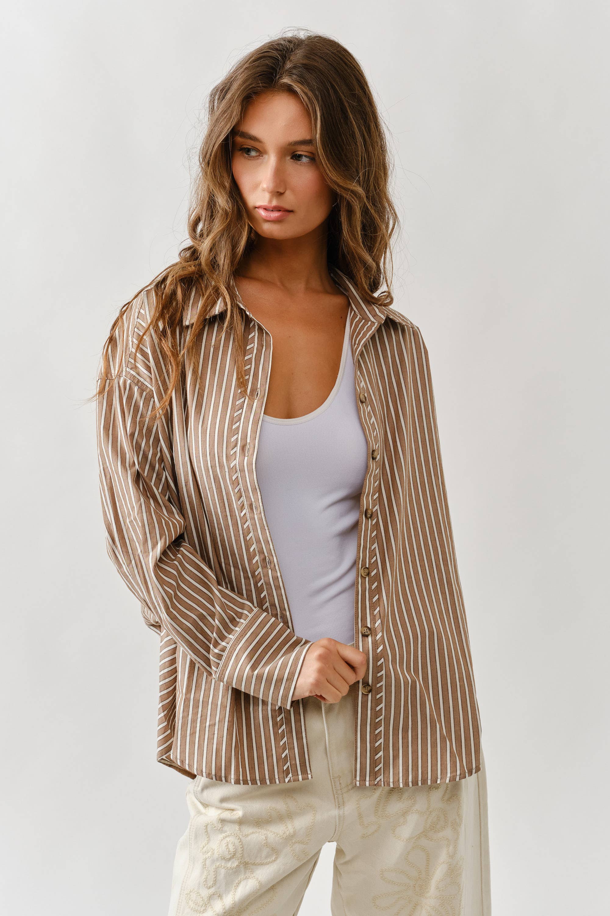 Jane Oversized Striped Button Down