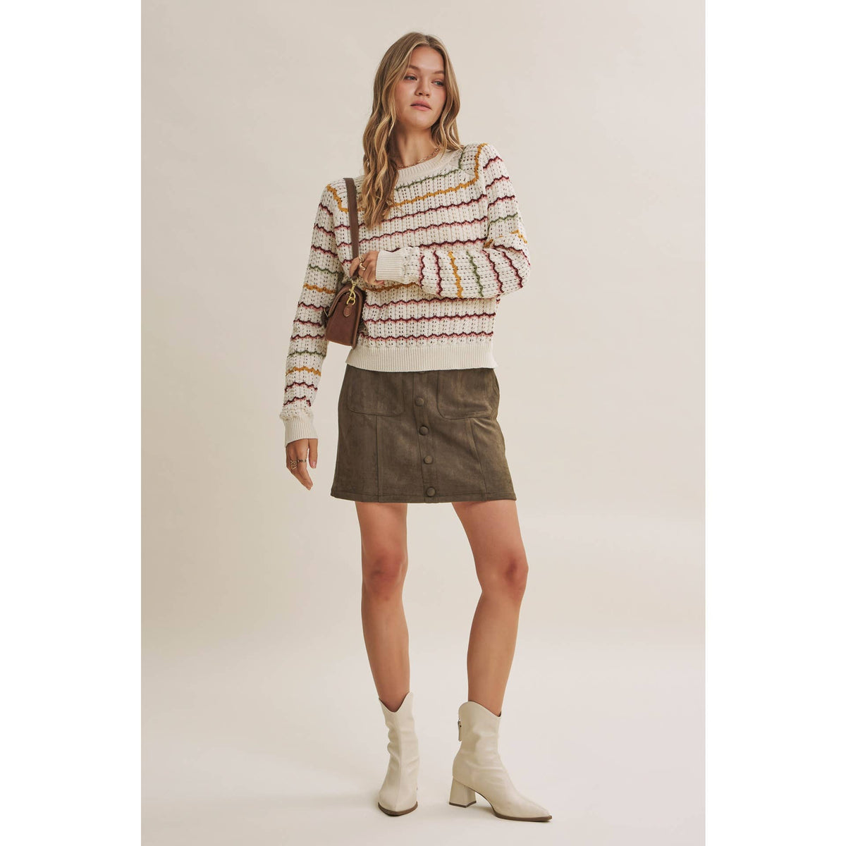 Clover Scallop Stripe Sweater