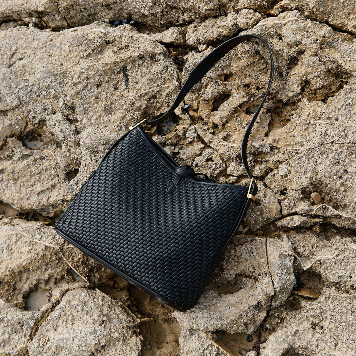 Thalia Black Recycled Vegan Leather Tote Bag