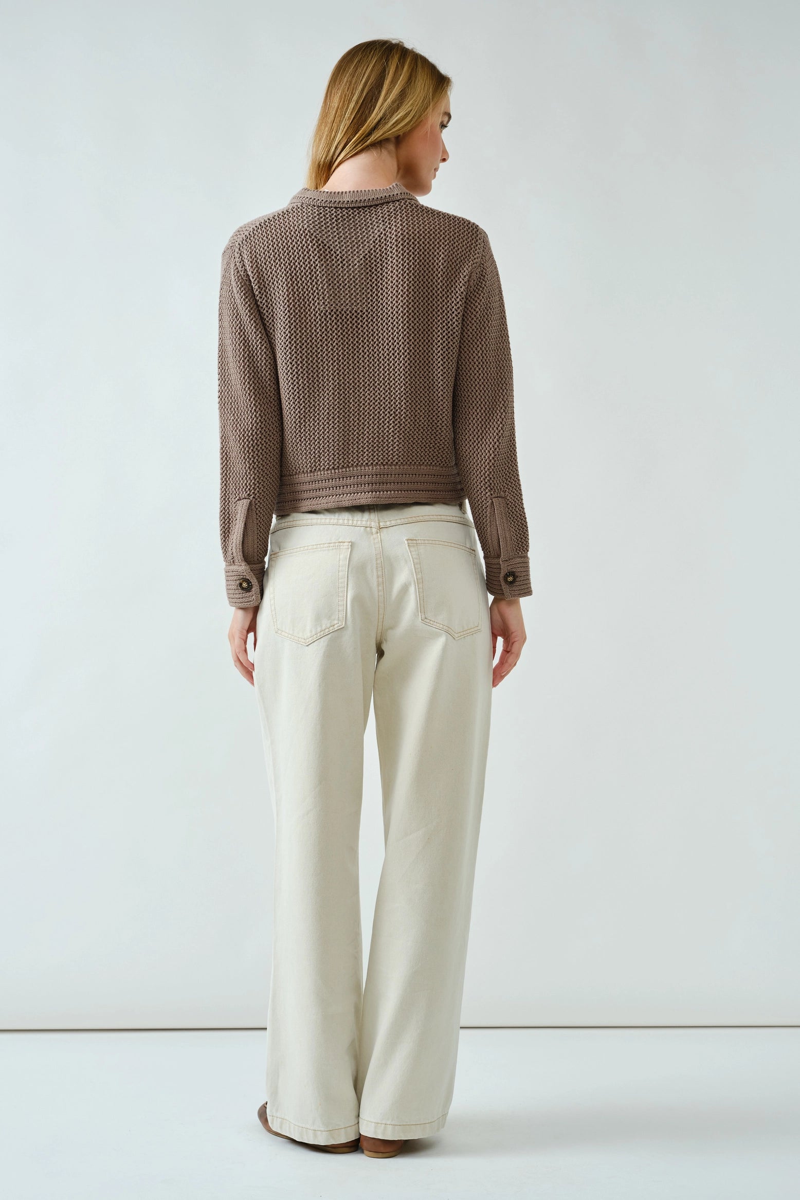 Cheyenne Drawstring Straight Leg Jean in Cream