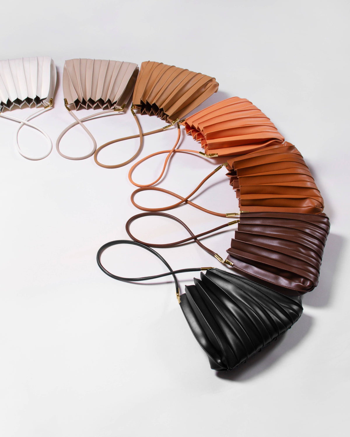 Carrie Black Pleated Vegan Leather Shoulder Bag